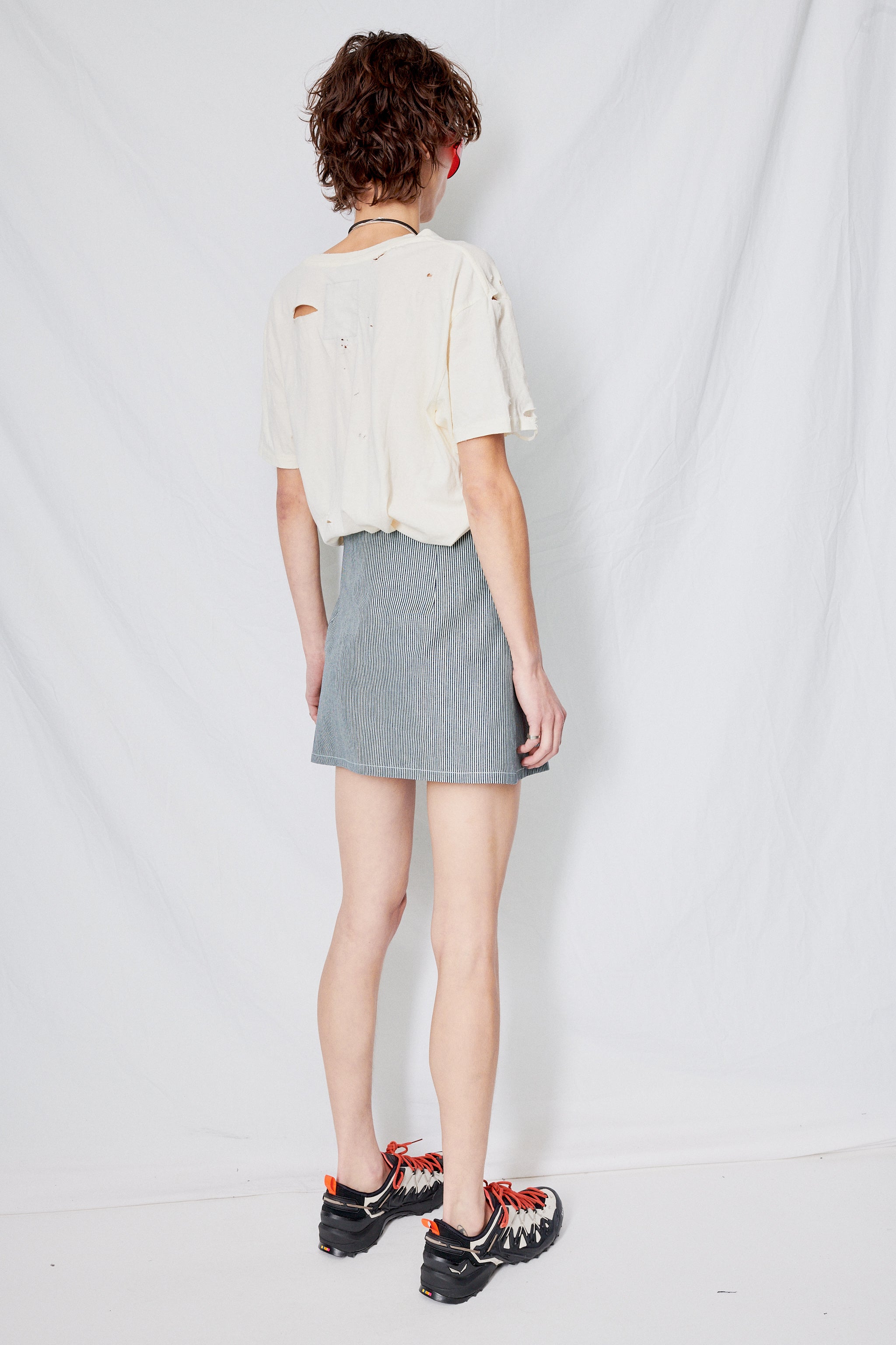 Railroad Stripe Denim Mini Skirt
