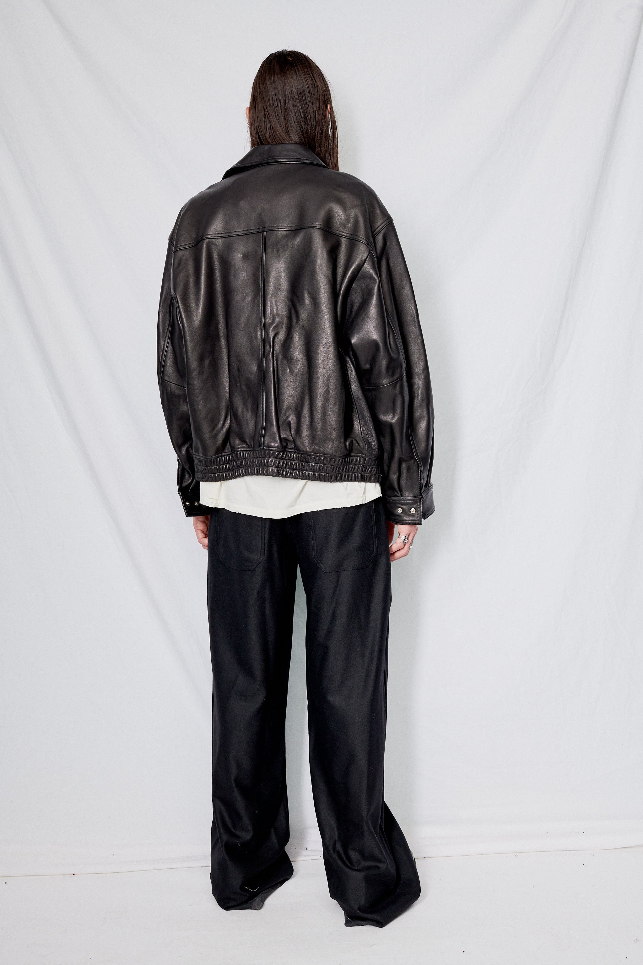 Unisex Black Italian Lambskin Leather Blouson