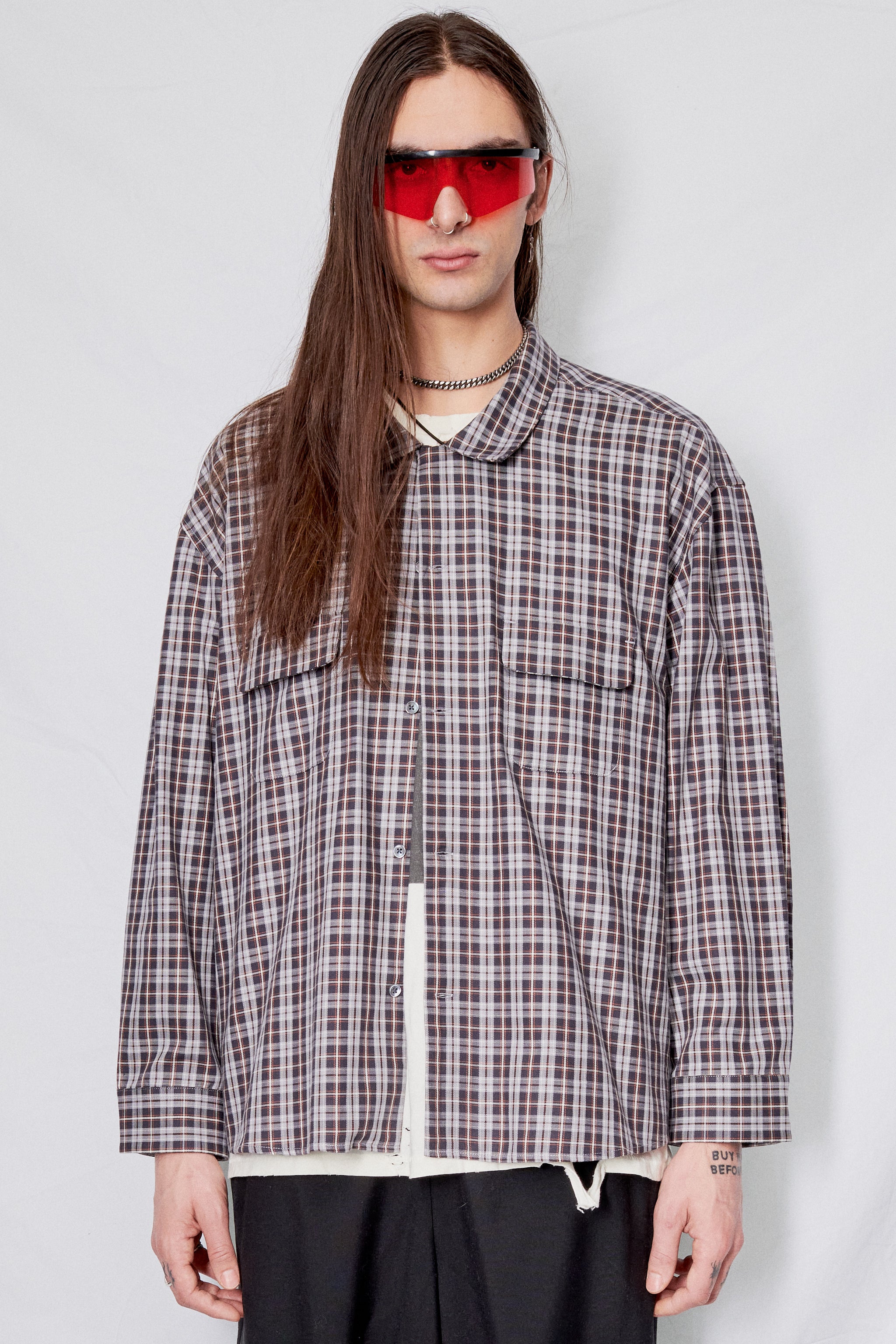 Undyed Flannel Crop Pocket Shirt