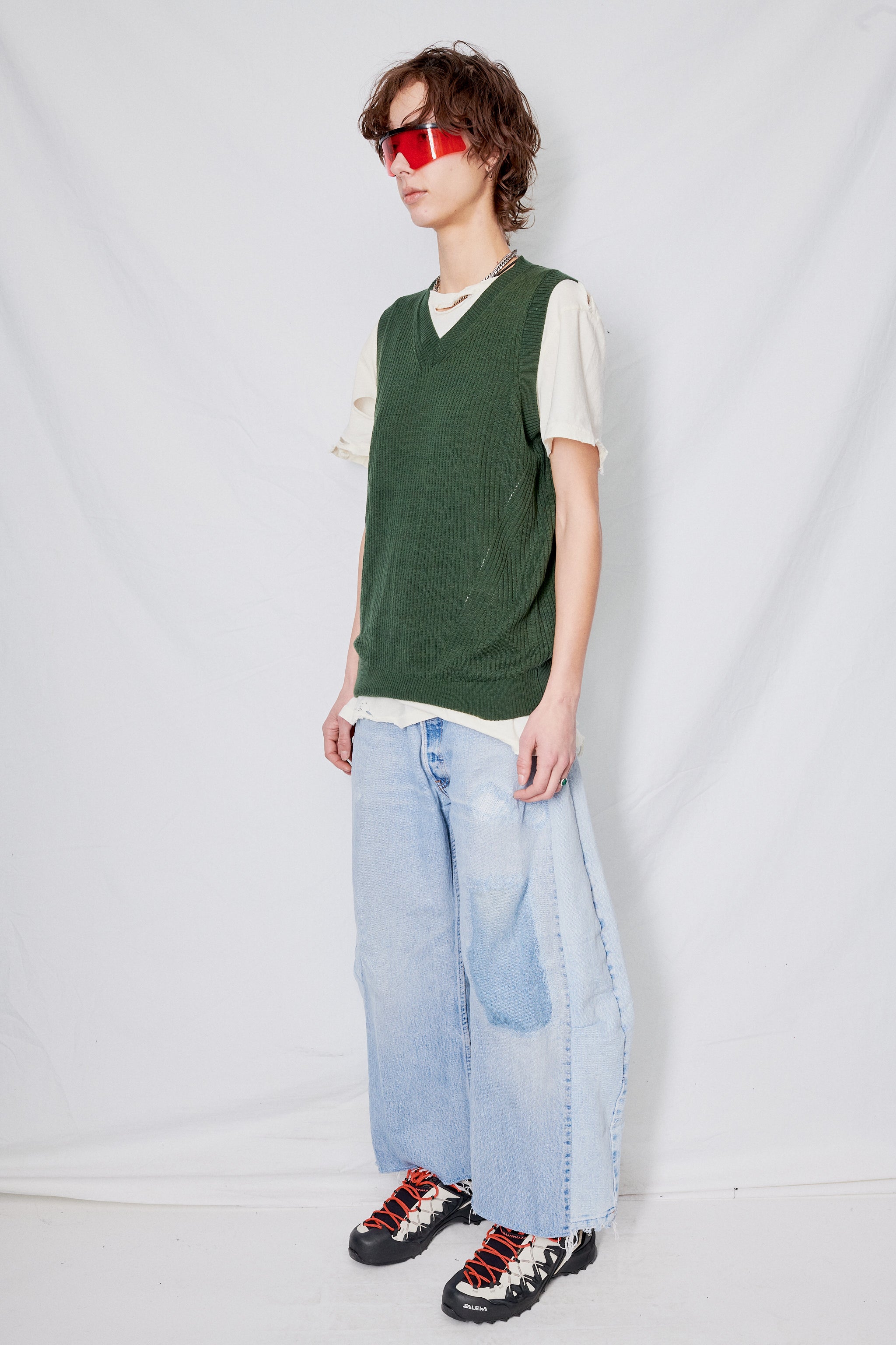 Green Ribbed Merino Wool Vest