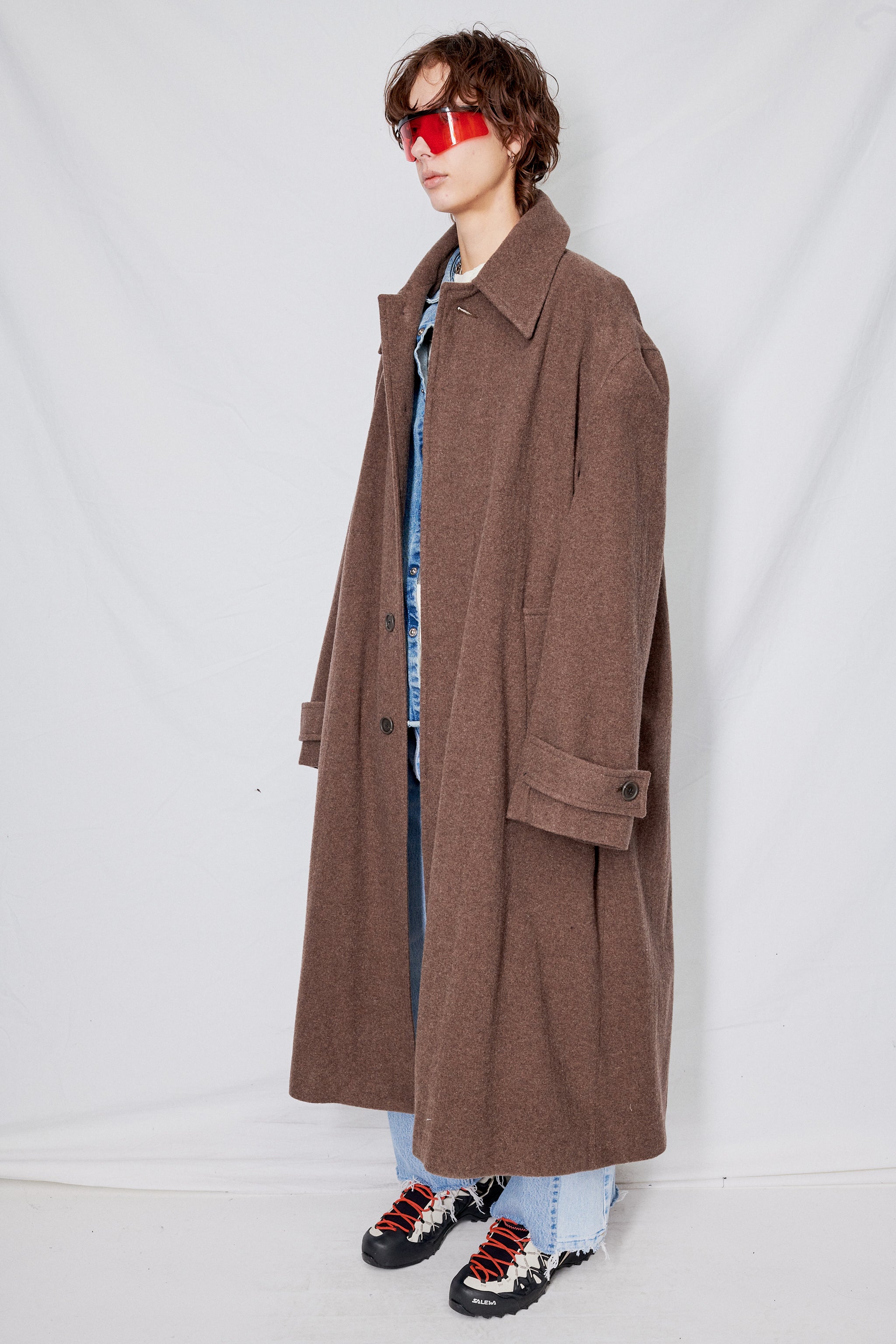 Brown Melange Heavy Wool Overcoat