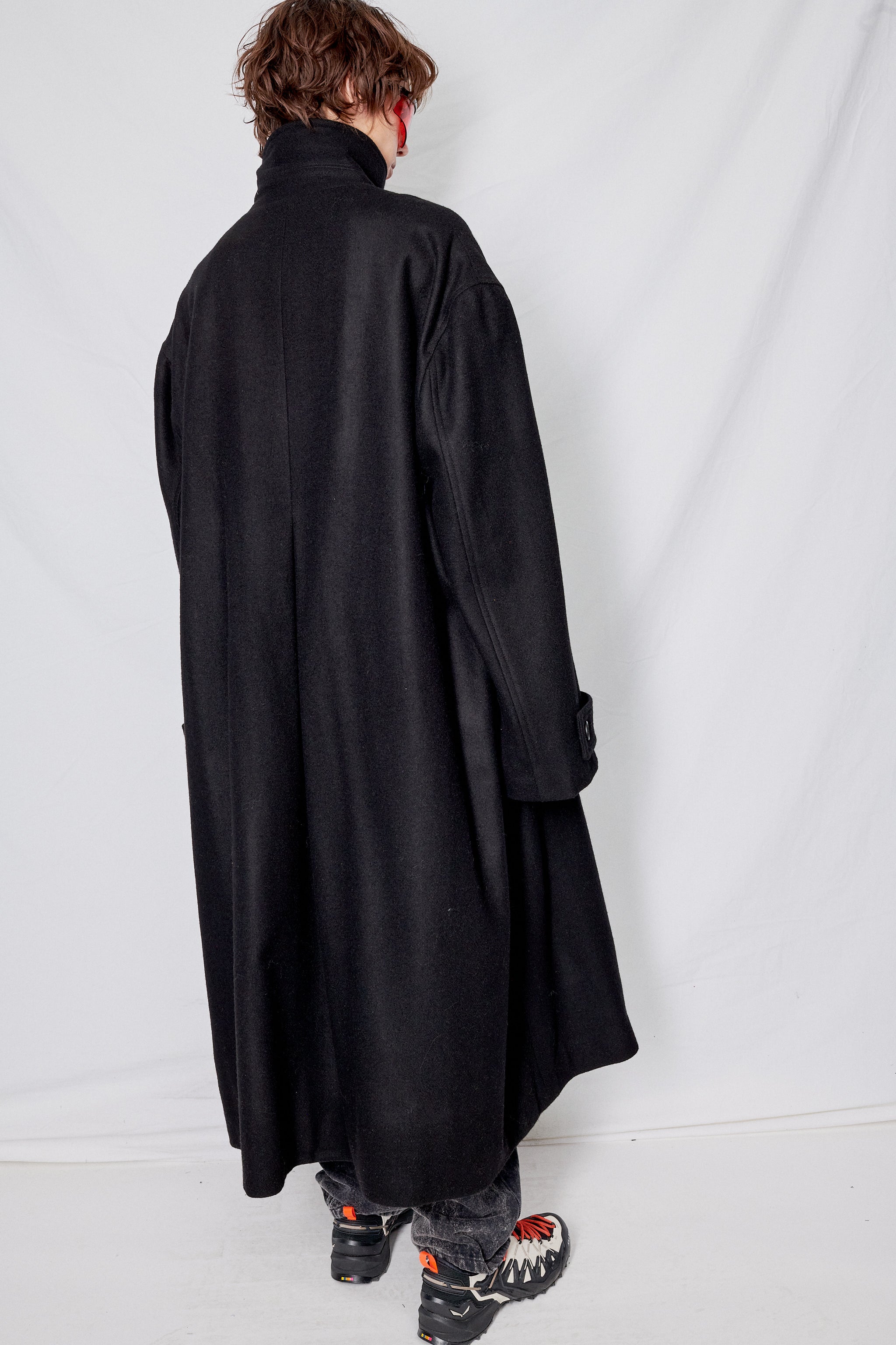 Black Heavy Wool Overcoat