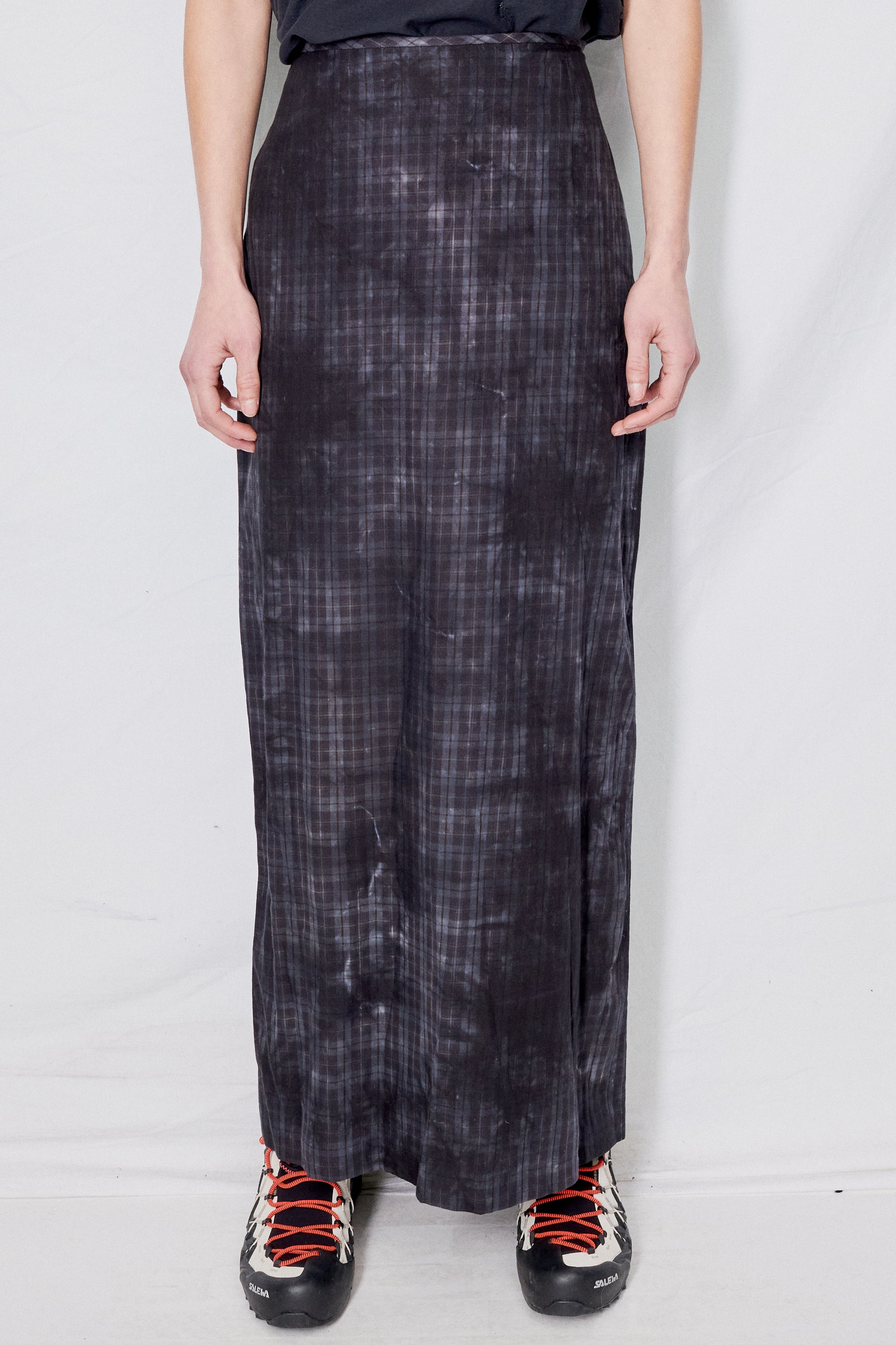 Black Dyed Flannel Maxi Skirt