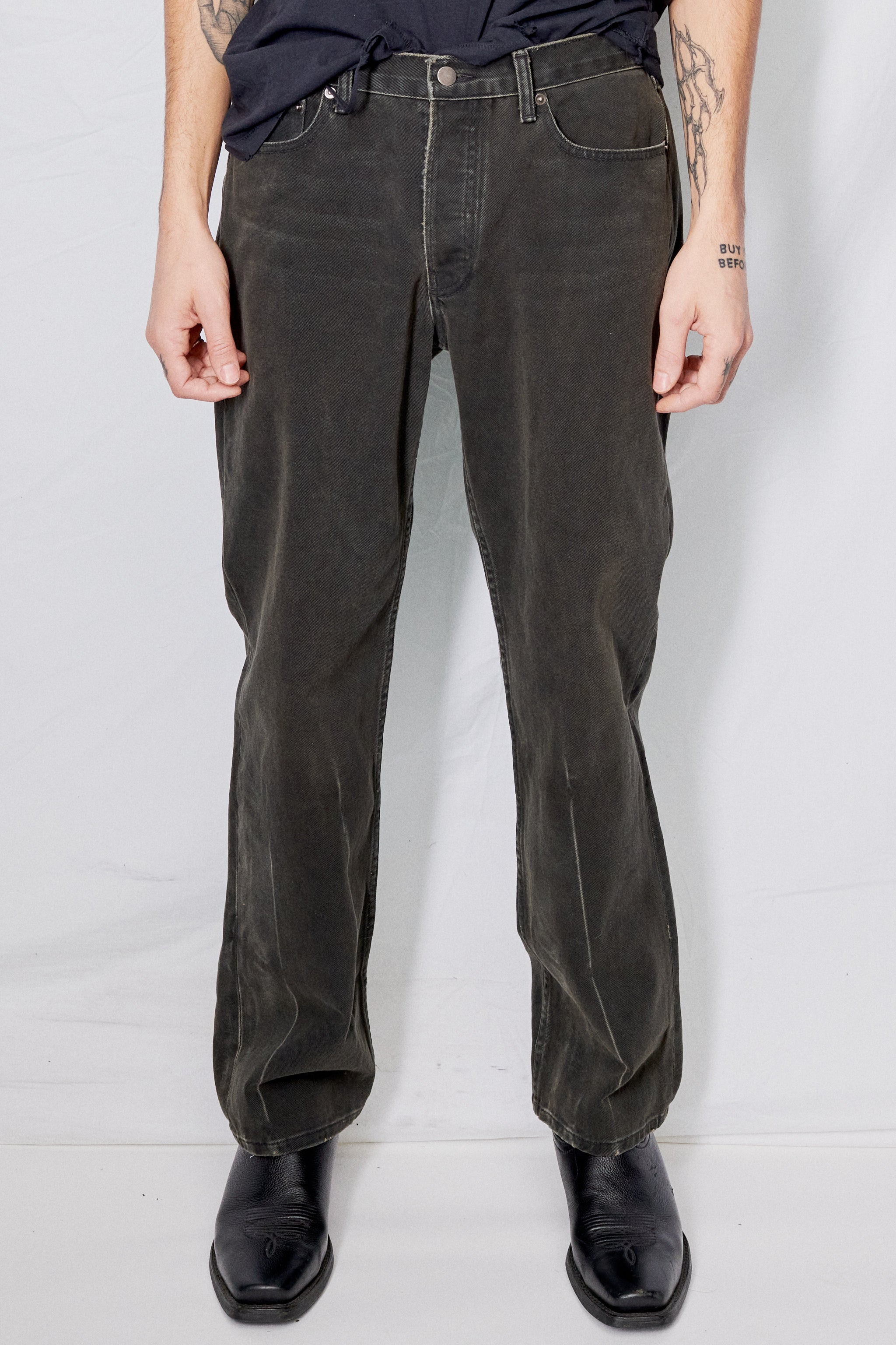 Grey Black Wash Denim Five Pocket Jean