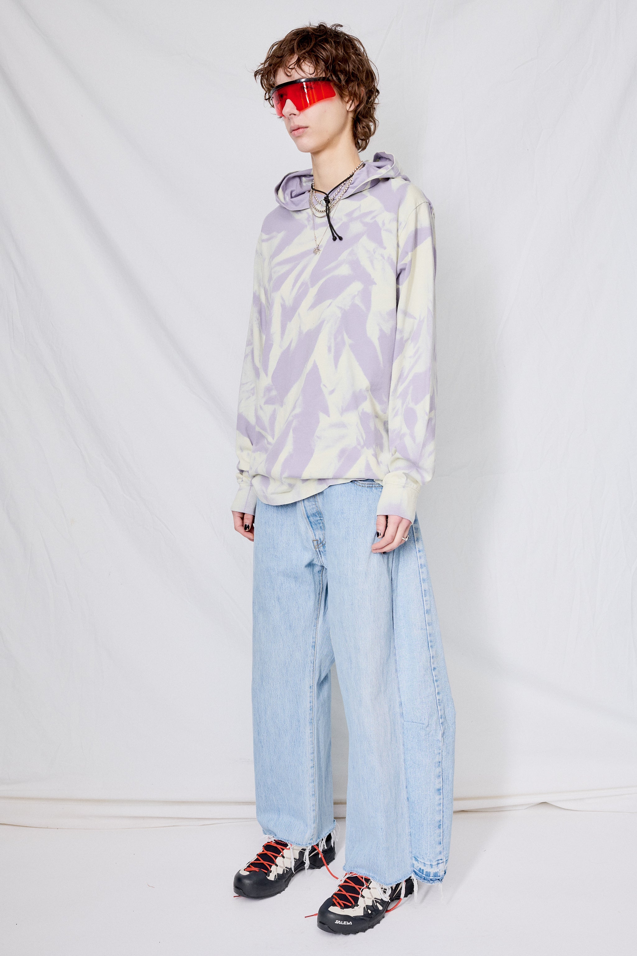 Lilac Bleach Dyed Jersey Hood Shirt