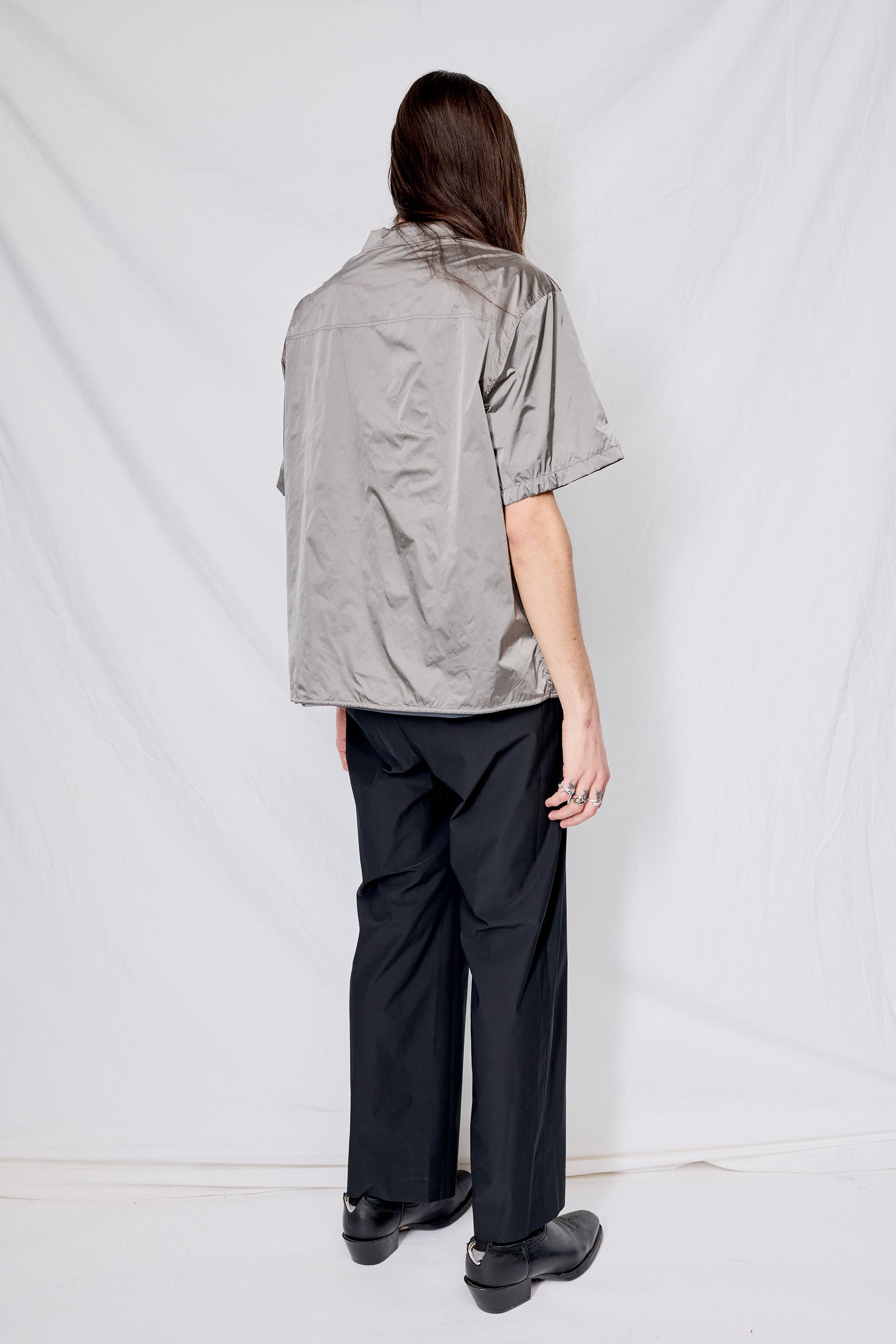 Grey Nylon Short Sleeve Shirt