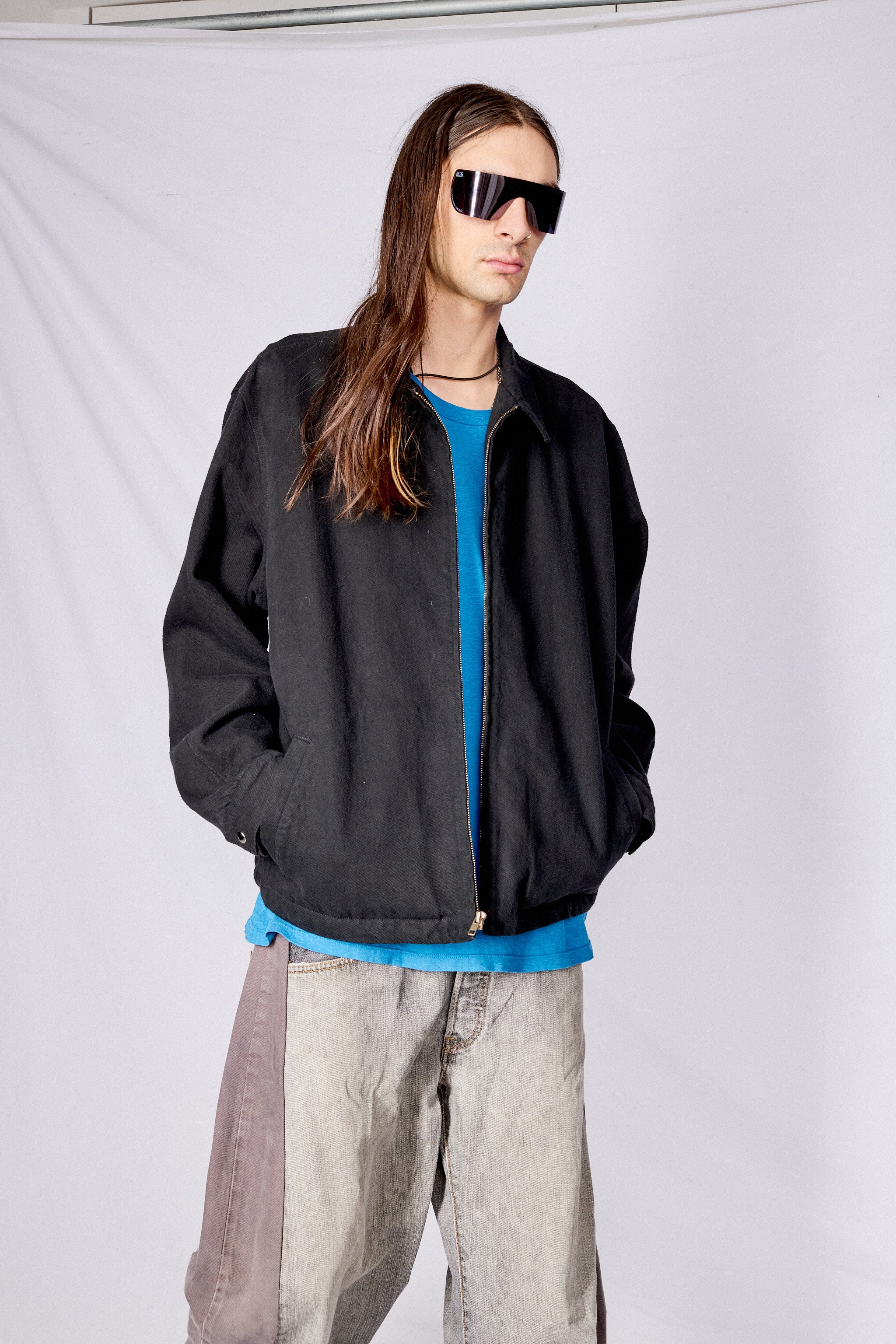 Black Denim Zip Jacket