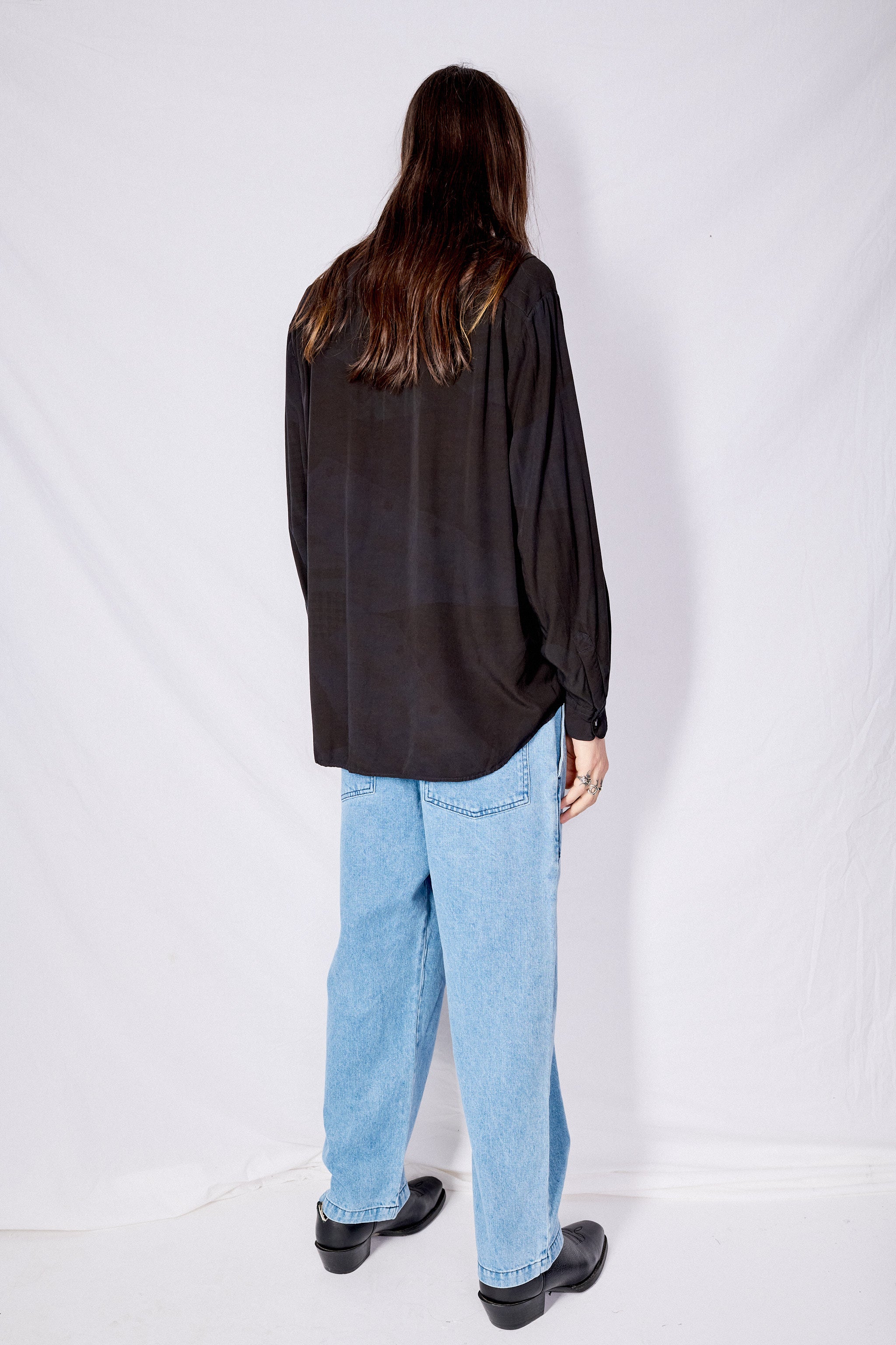 Black Overdyed Rayon Classic Shirt