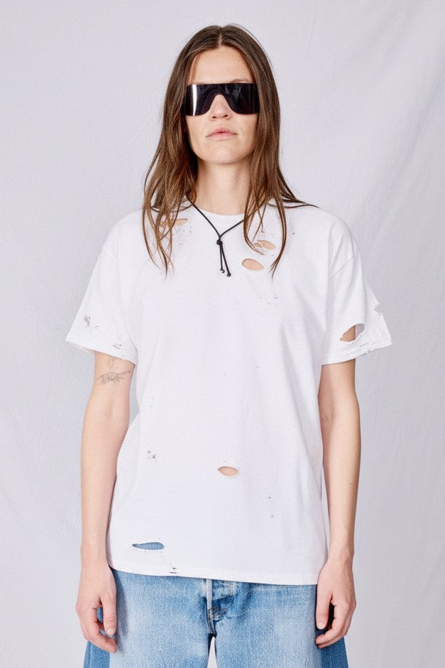 Distressed White T-Shirt