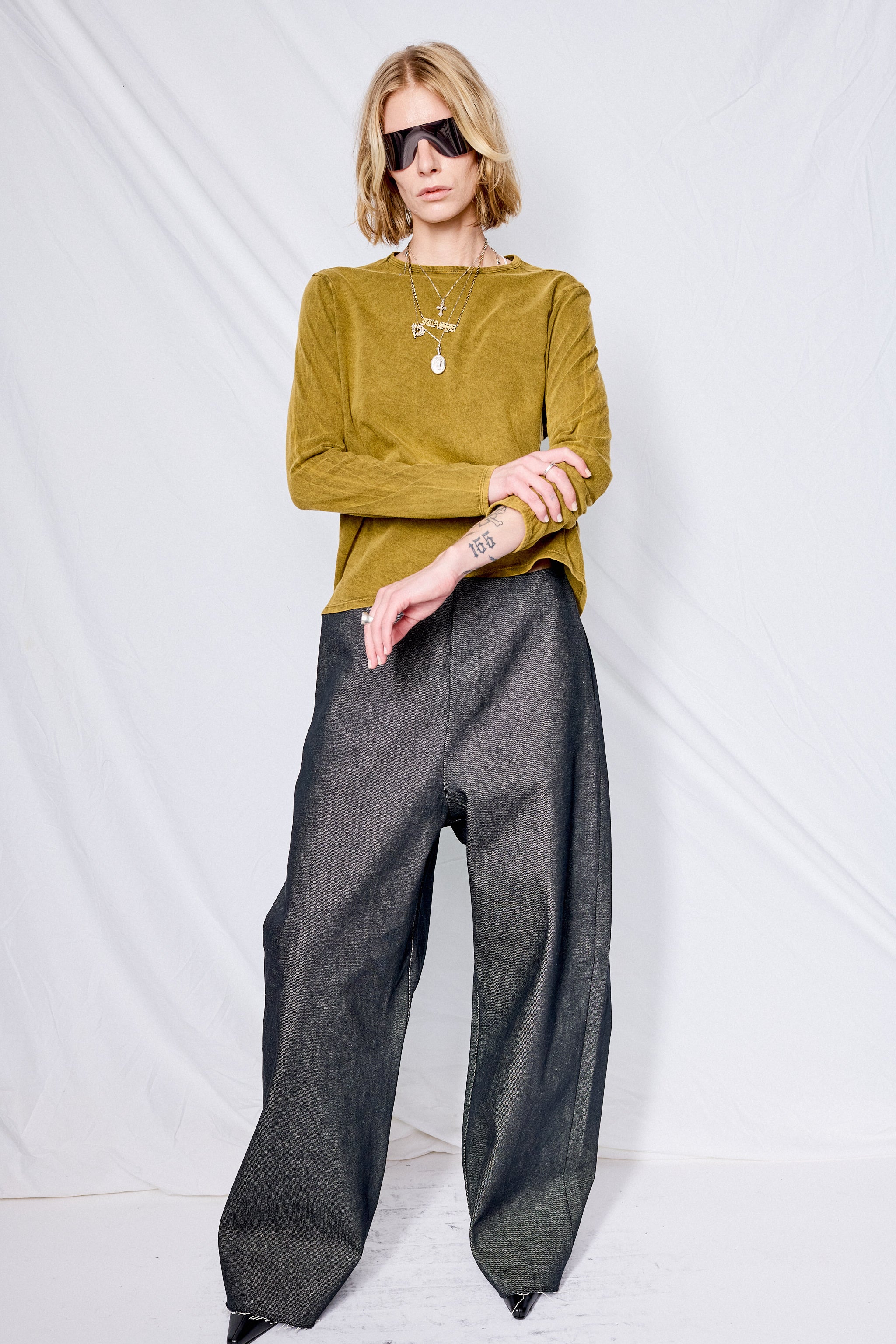 No.227 Black Denim Full Trousers