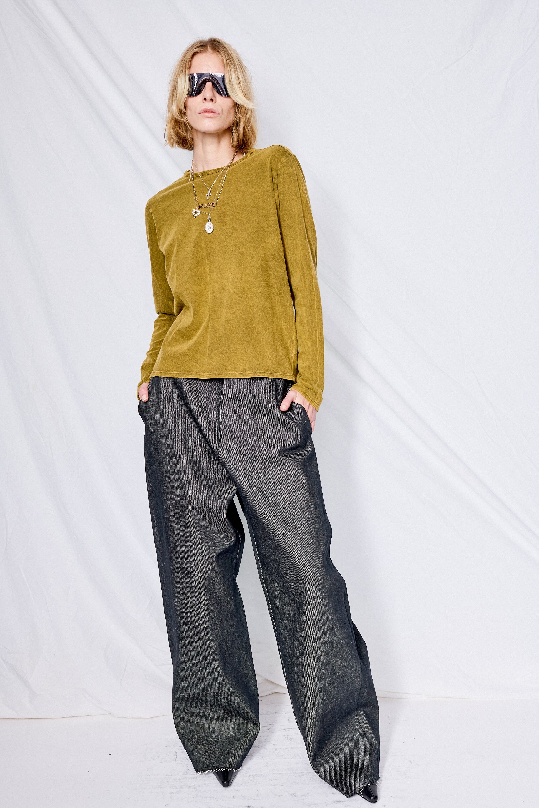 No.227 Black Denim Full Trousers