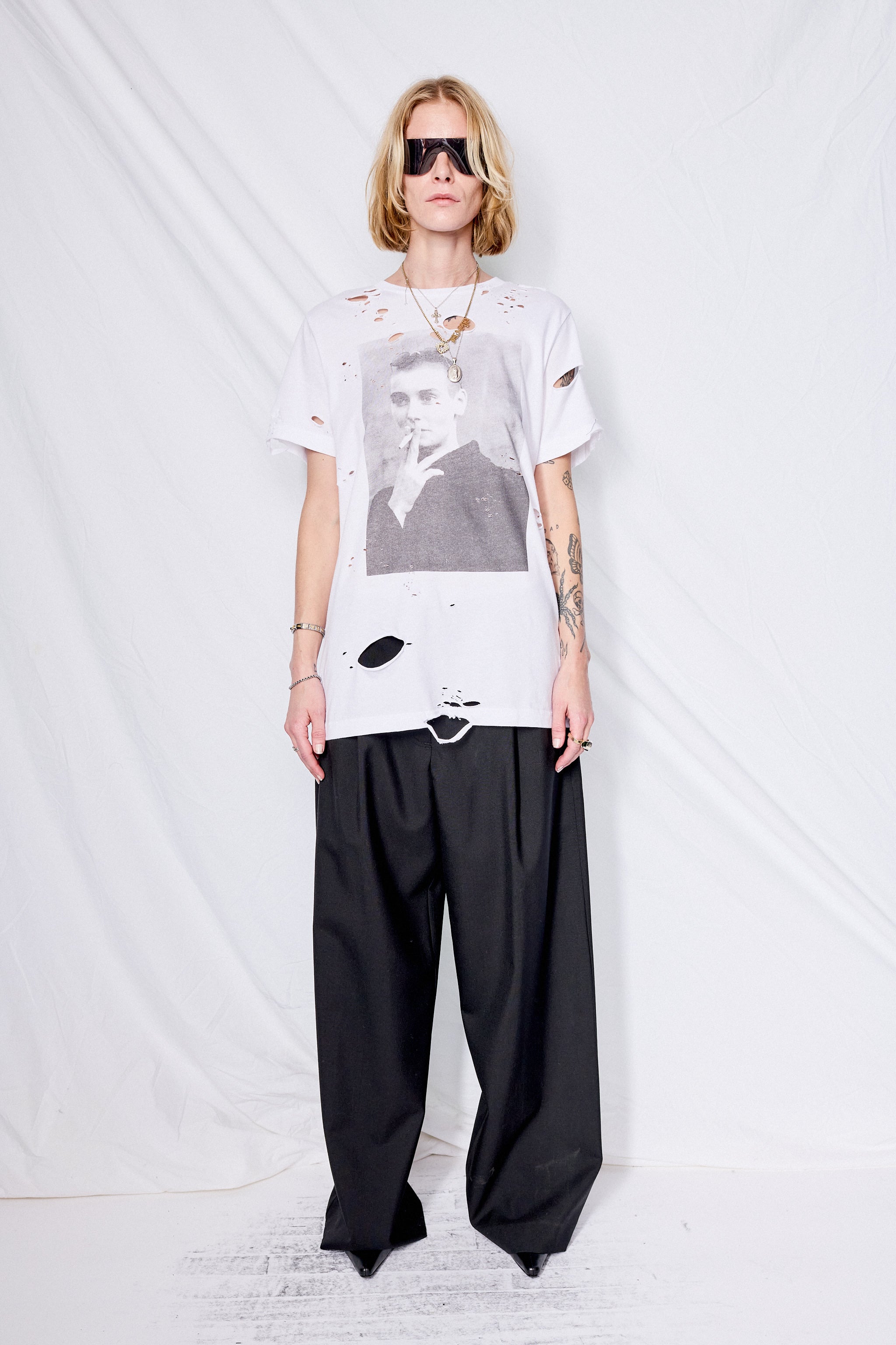 Distressed White Sinead T-Shirt