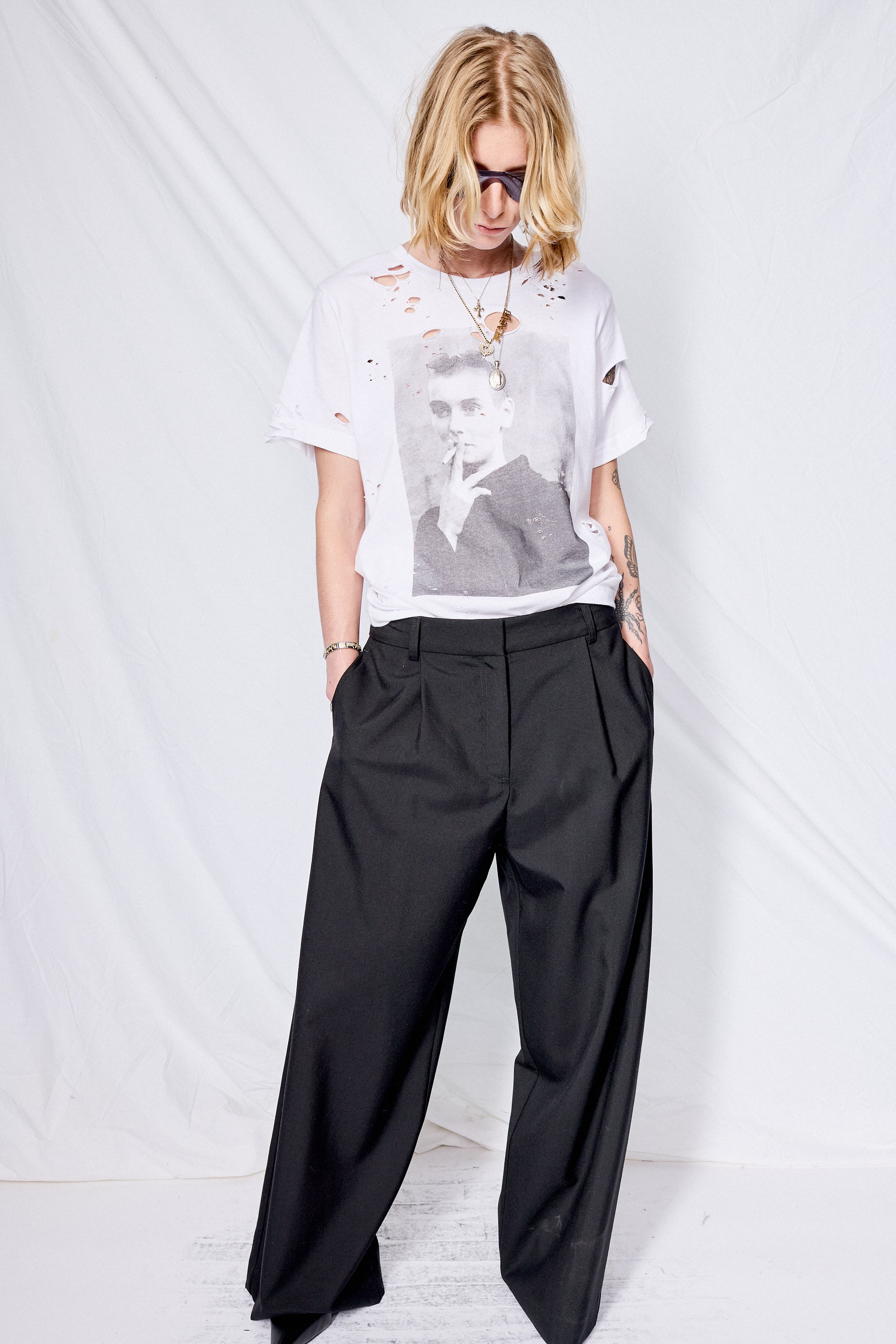 Distressed White Sinead T-Shirt