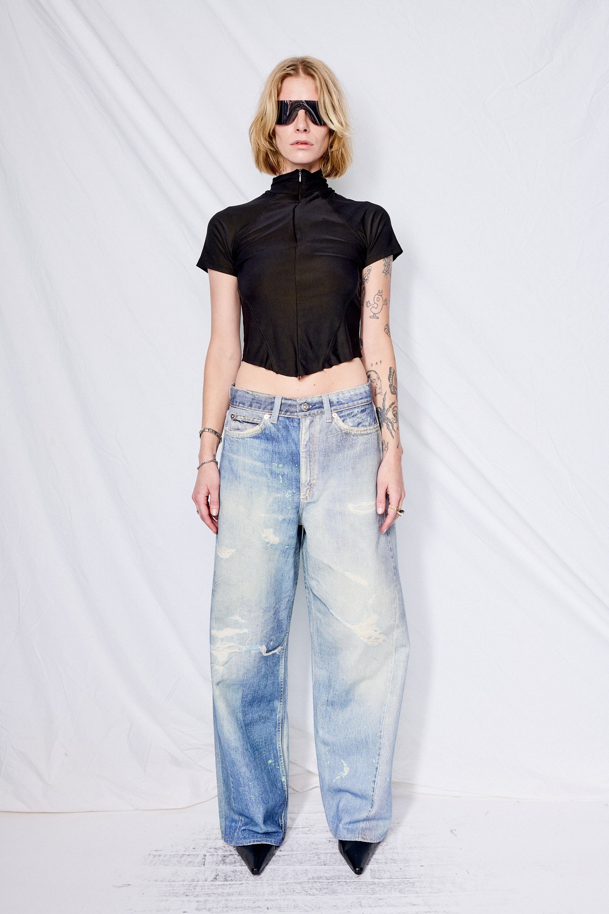 Digital Denim Print Full Cut Pant