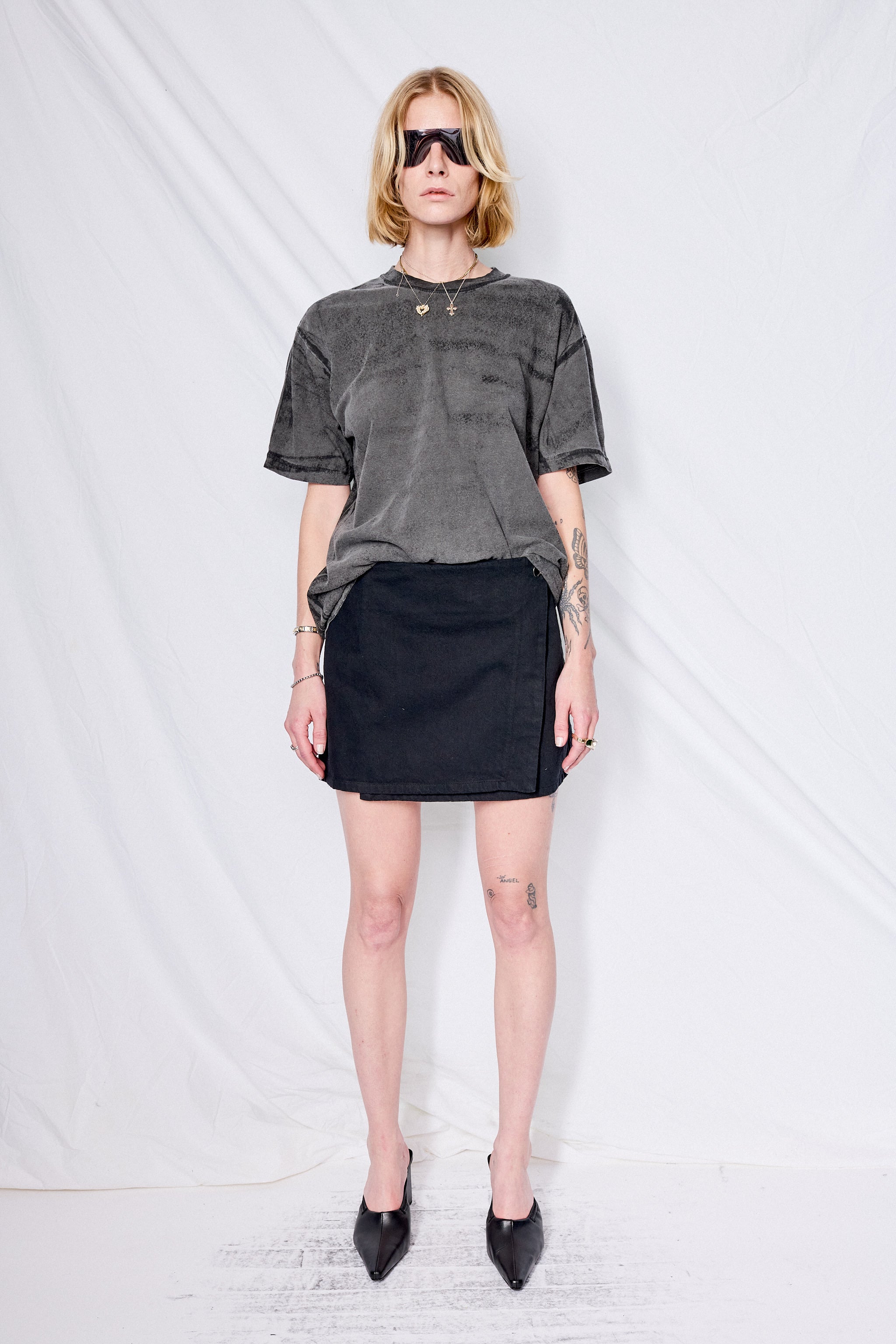 Black Denim Mini Skirt
