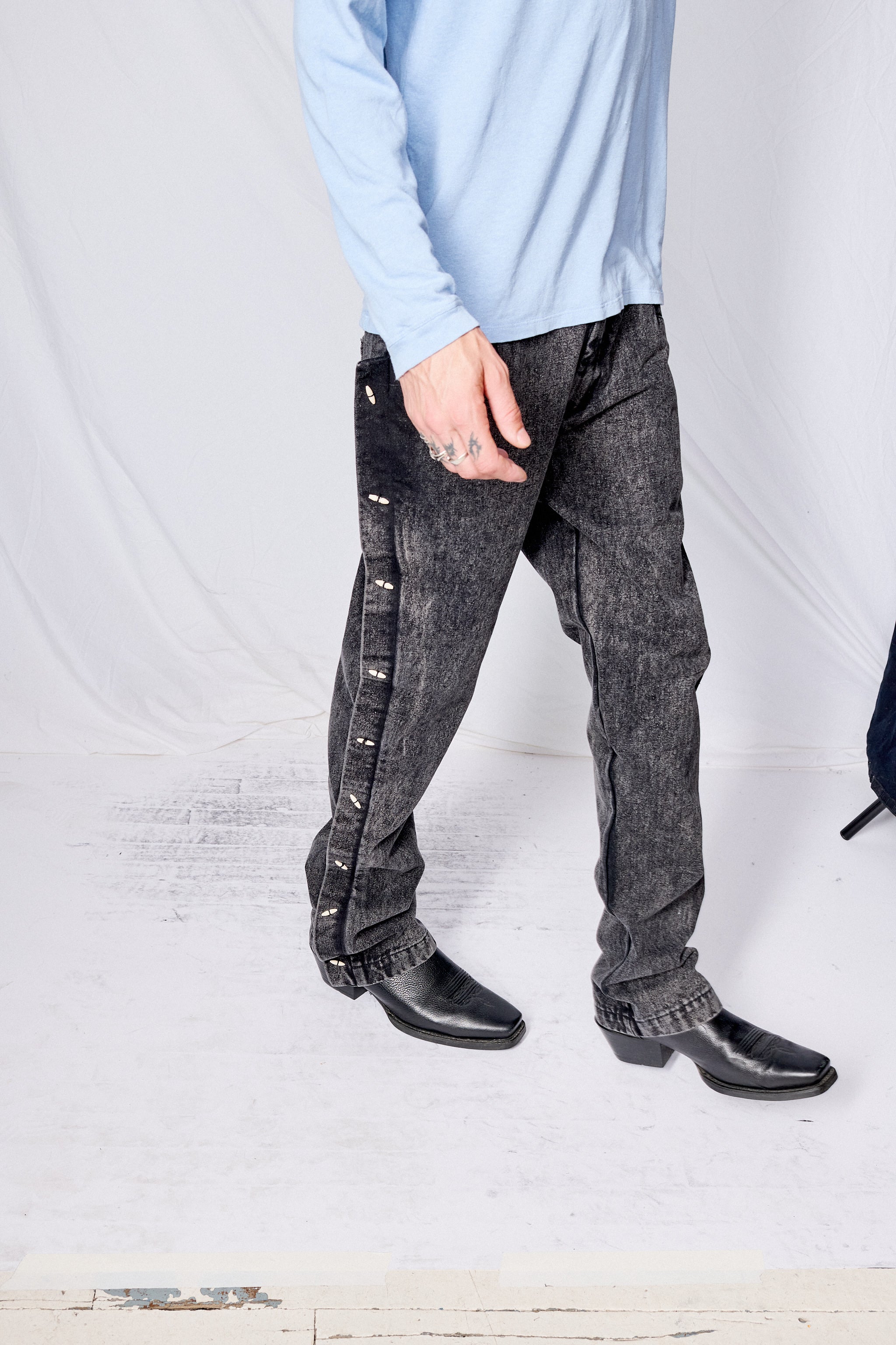 Grey Acid Washed Denim Vato Pants