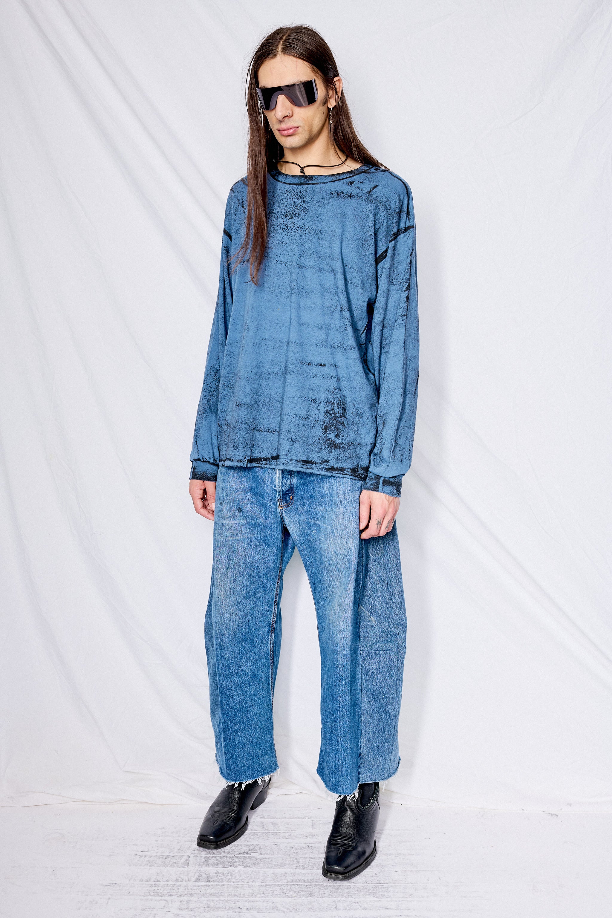 Indigo/Black Roller Long Sleeve Tee