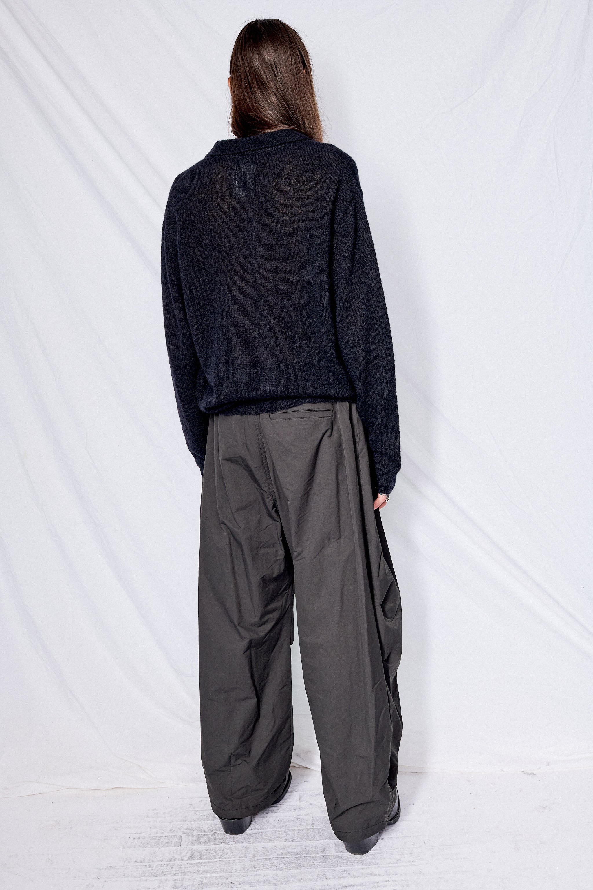 Black Fuzzy Alpaca Evening Polo