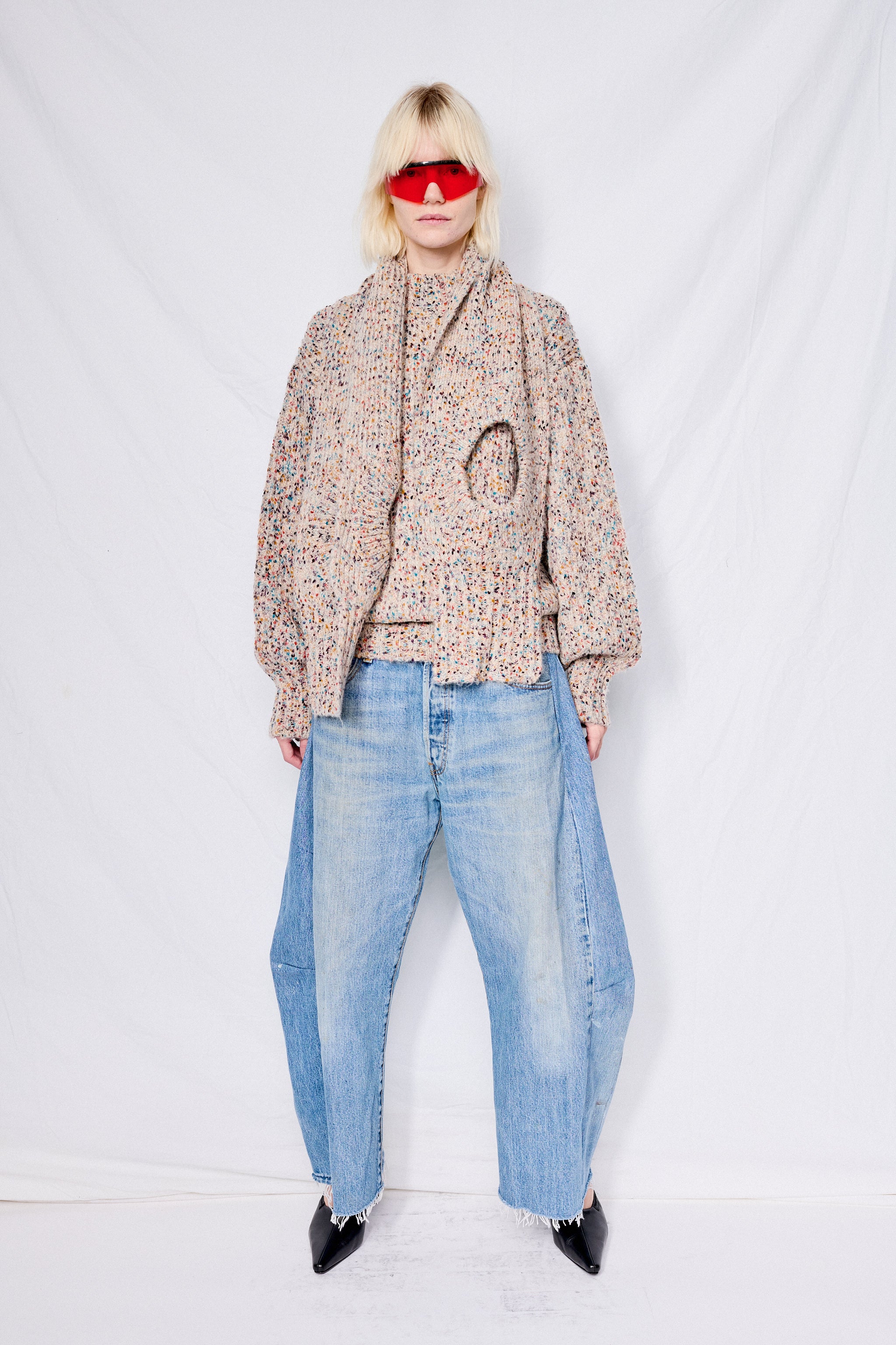 Ivory Doughnut Muffler Knit