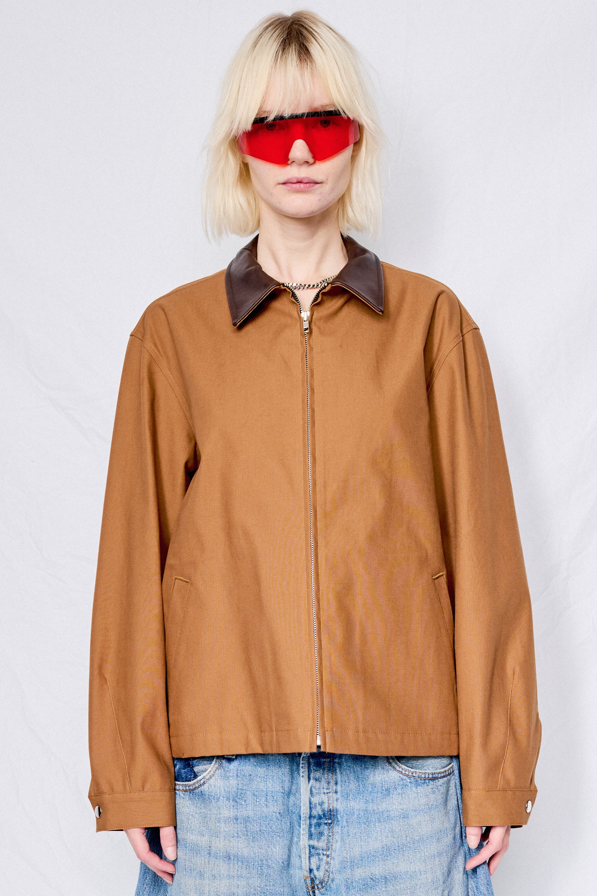 Camel Twill Two Tone Zip Jacket