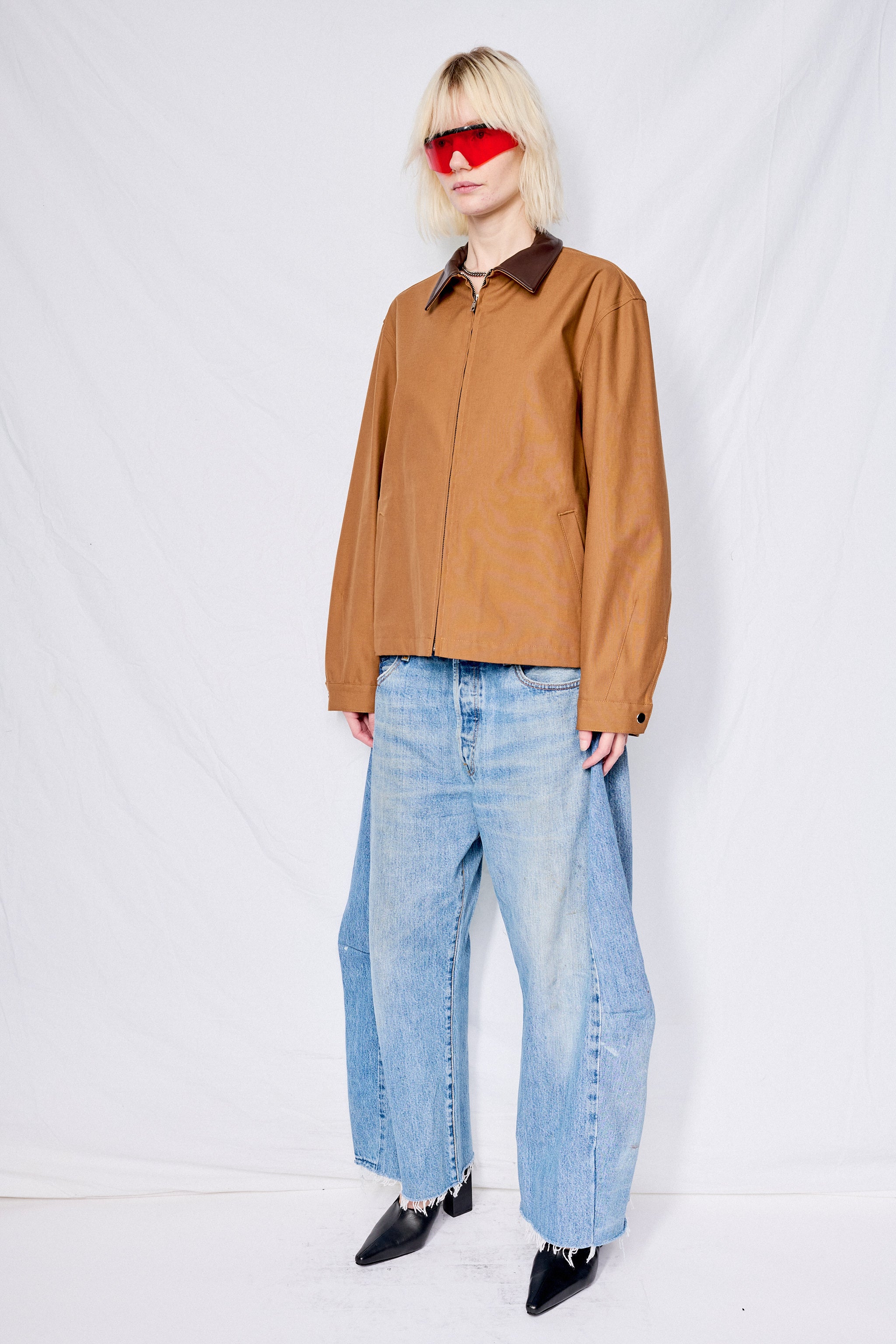 Camel Twill Two Tone Zip Jacket