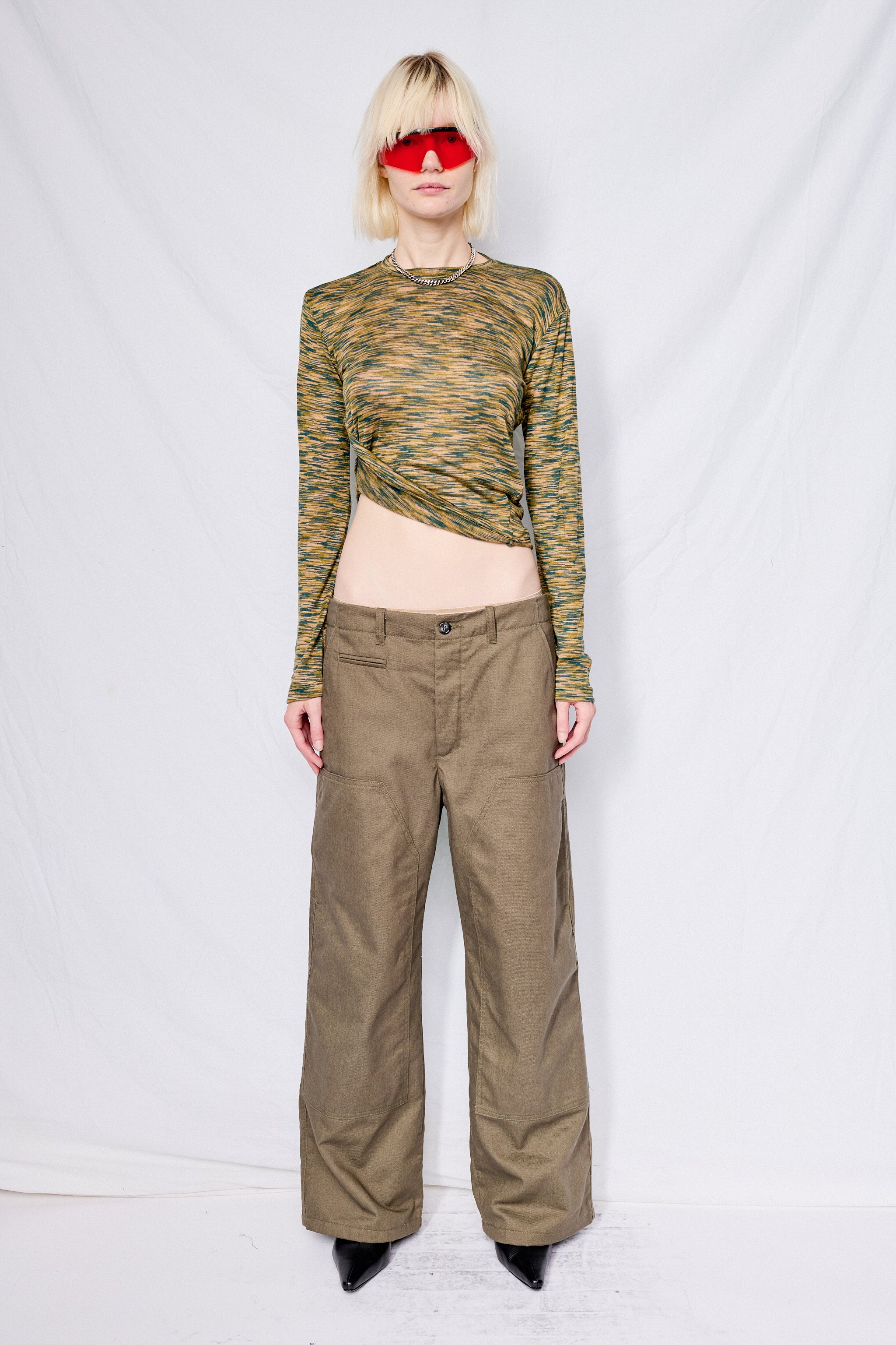 Variegated Rayon Twisted Long Sleeve Tee