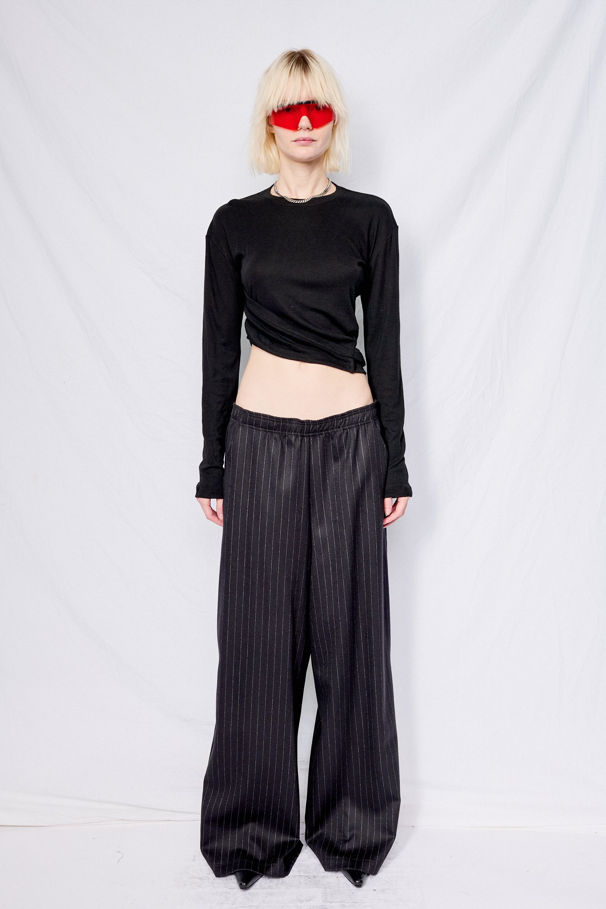 Black Bamboo Twisted Long Sleeve Tee