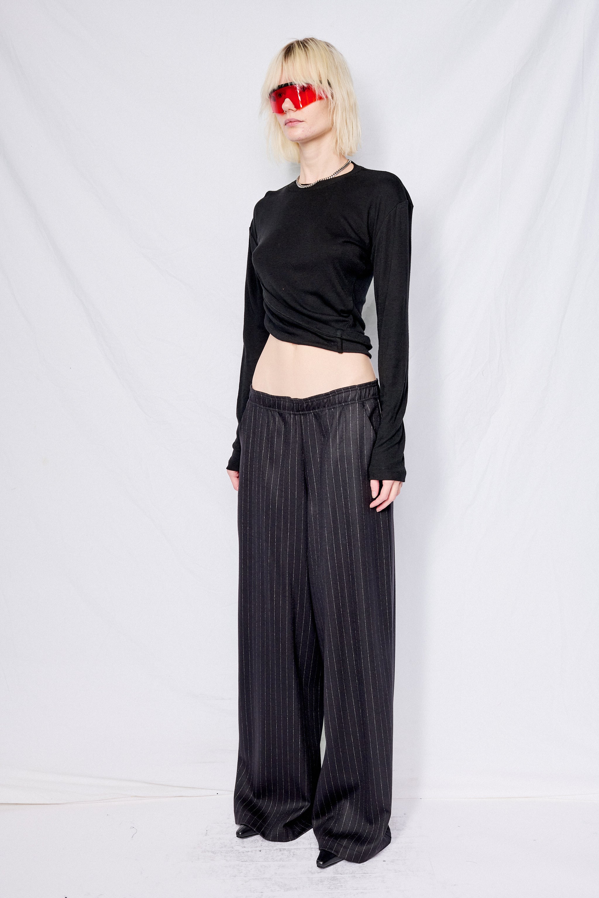 Black Bamboo Twisted Long Sleeve Tee