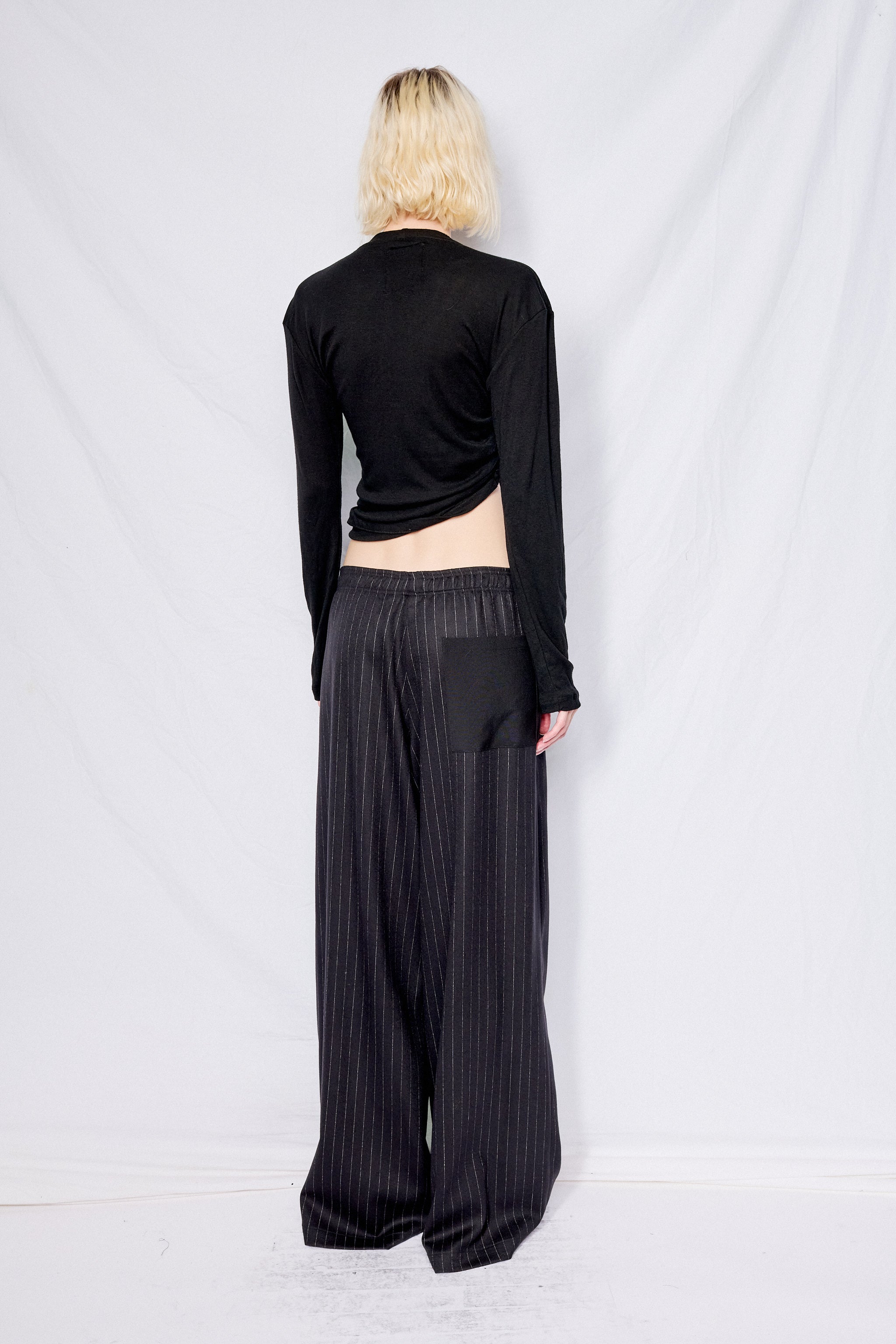 Black Bamboo Twisted Long Sleeve Tee