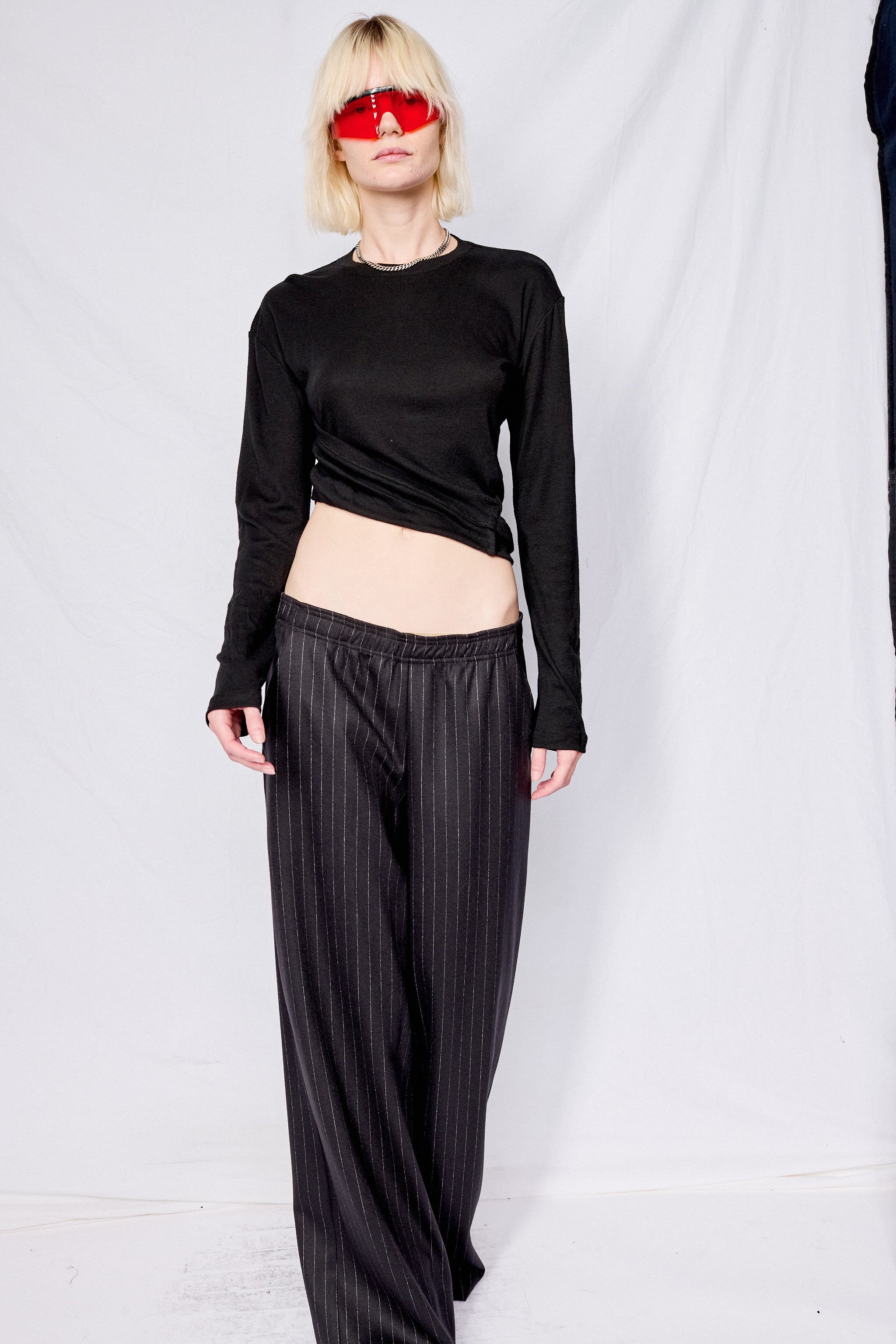 Black Bamboo Twisted Long Sleeve Tee