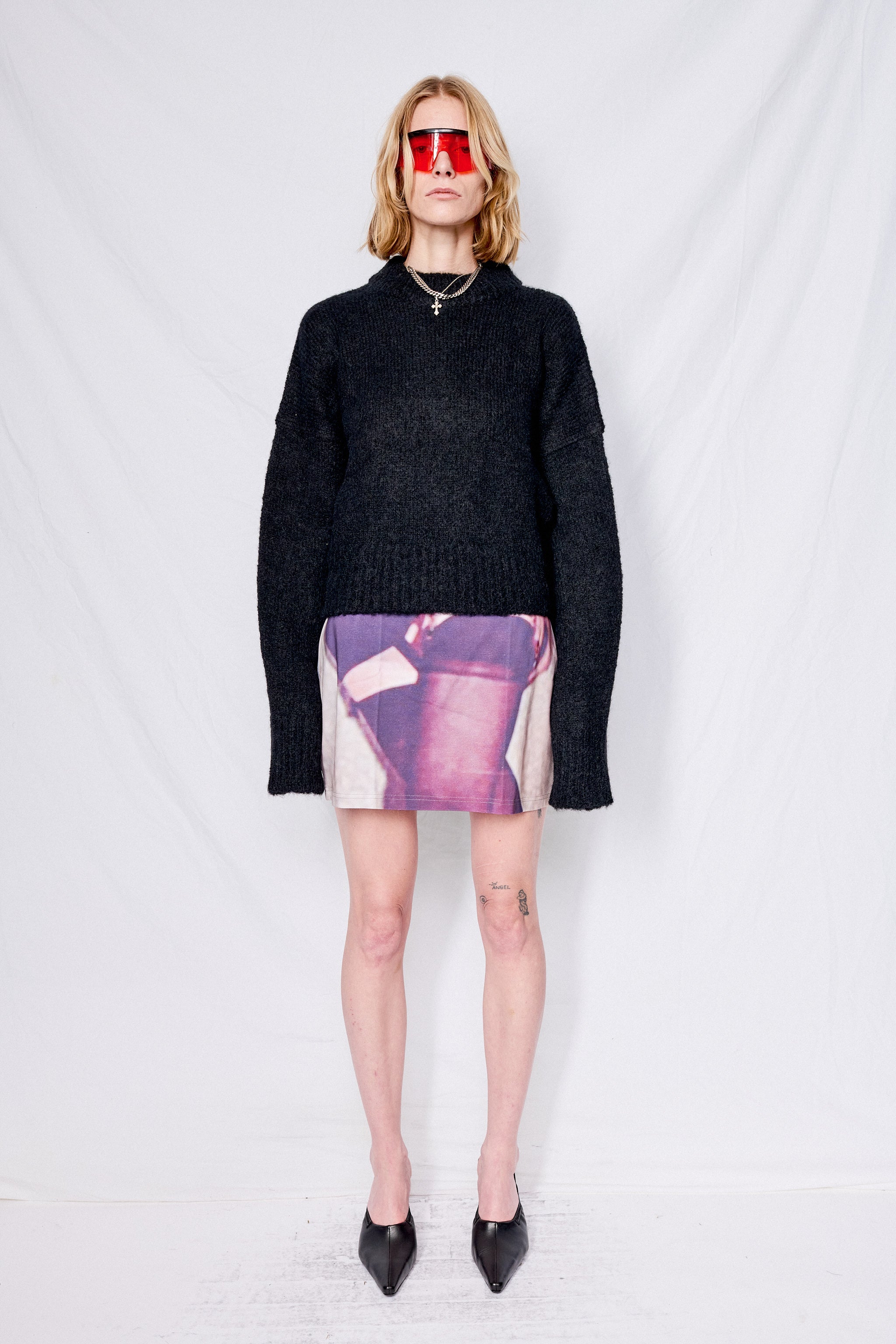 Jersey Garter Mini Skirt