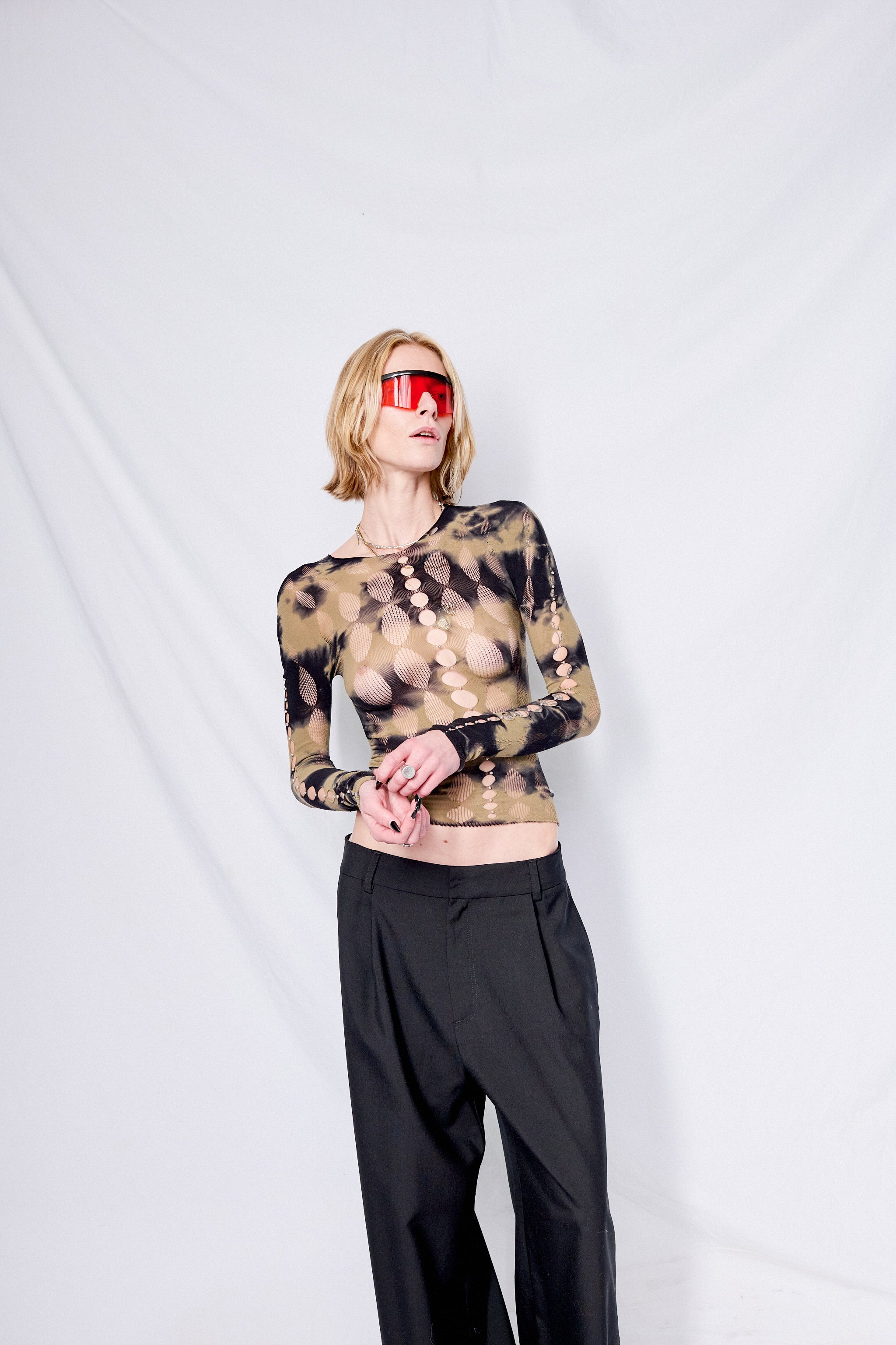 Sage/Onyx Tie-Dye Long Sleeves Top