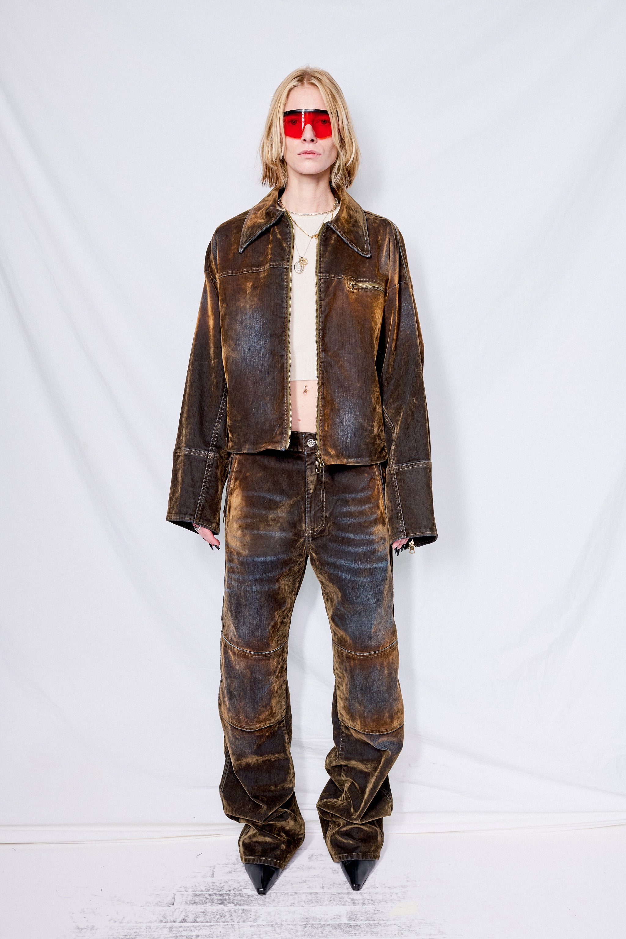 Brown Velvet Denim Macfly Jacket