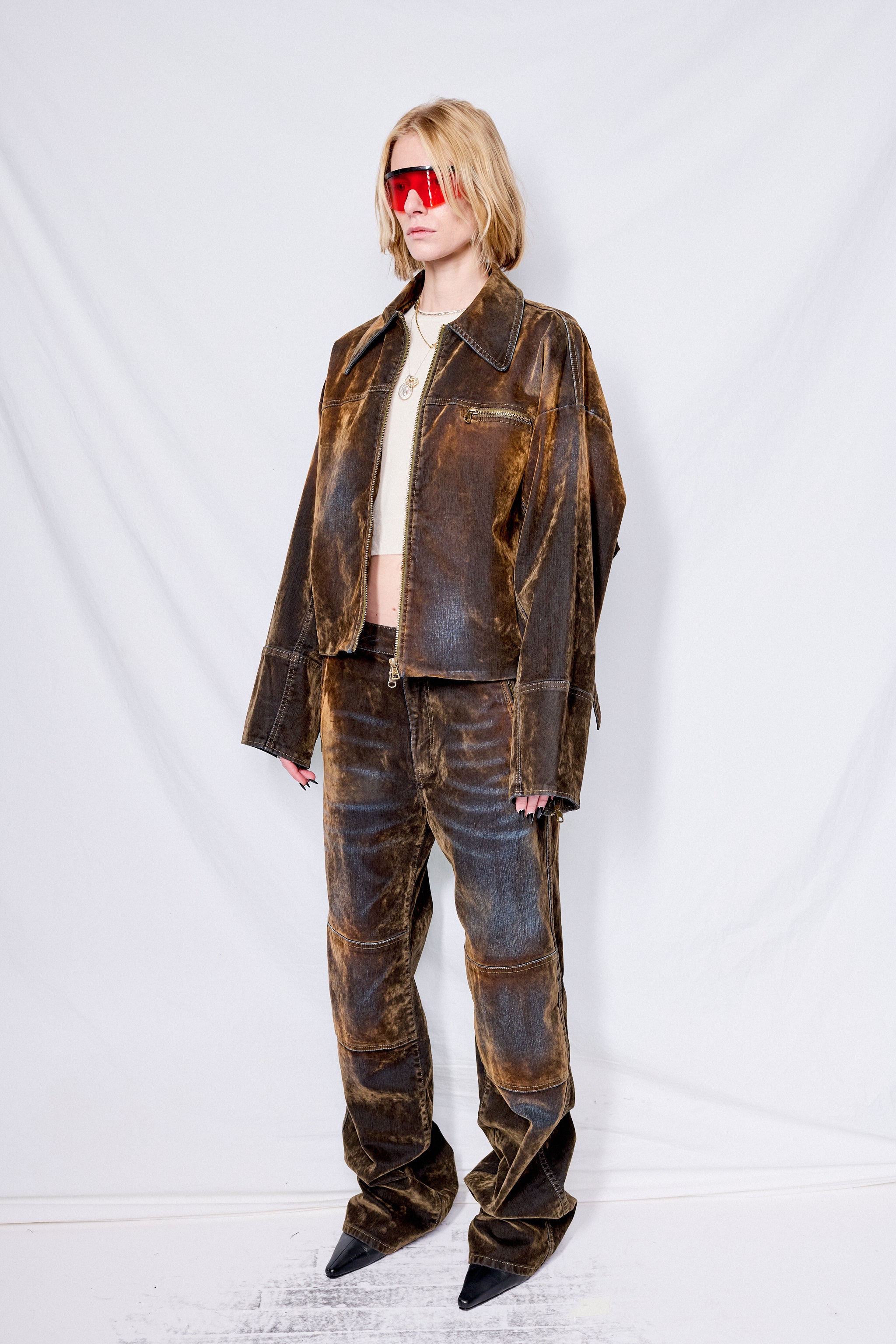 Brown Velvet Denim Macfly Jacket
