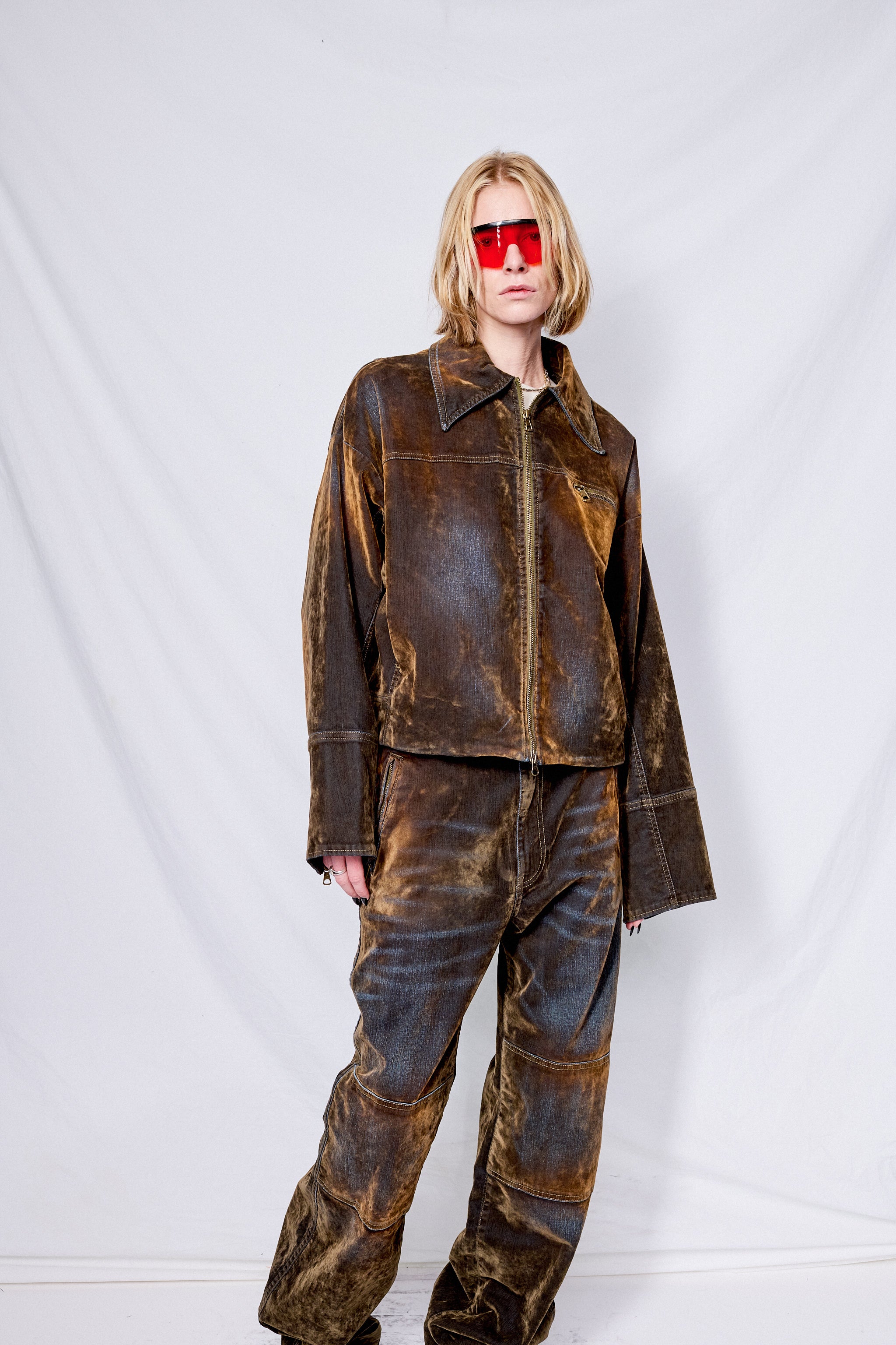Brown Velvet Denim Macfly Jacket