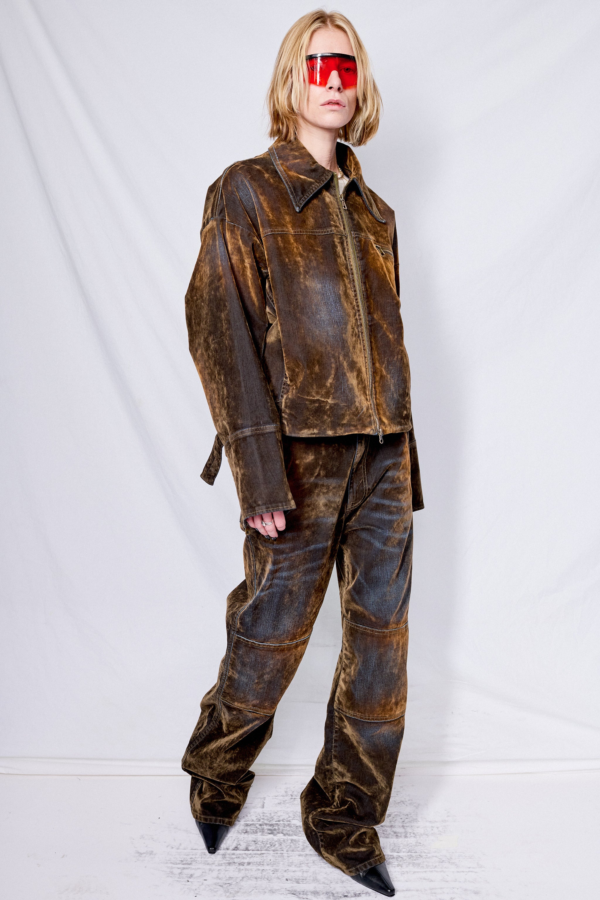 Brown Velvet Denim Macfly Jacket