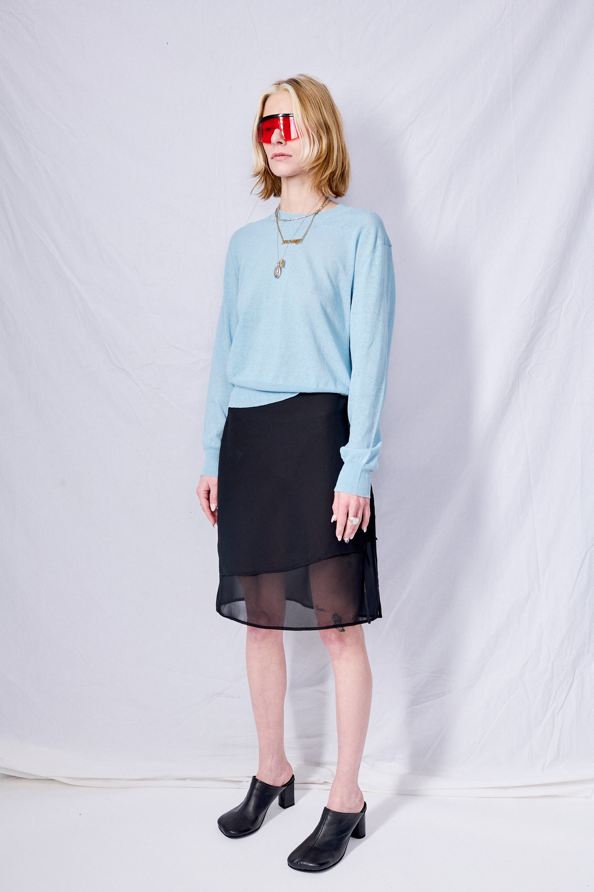 Black See-Through Layered Skirt
