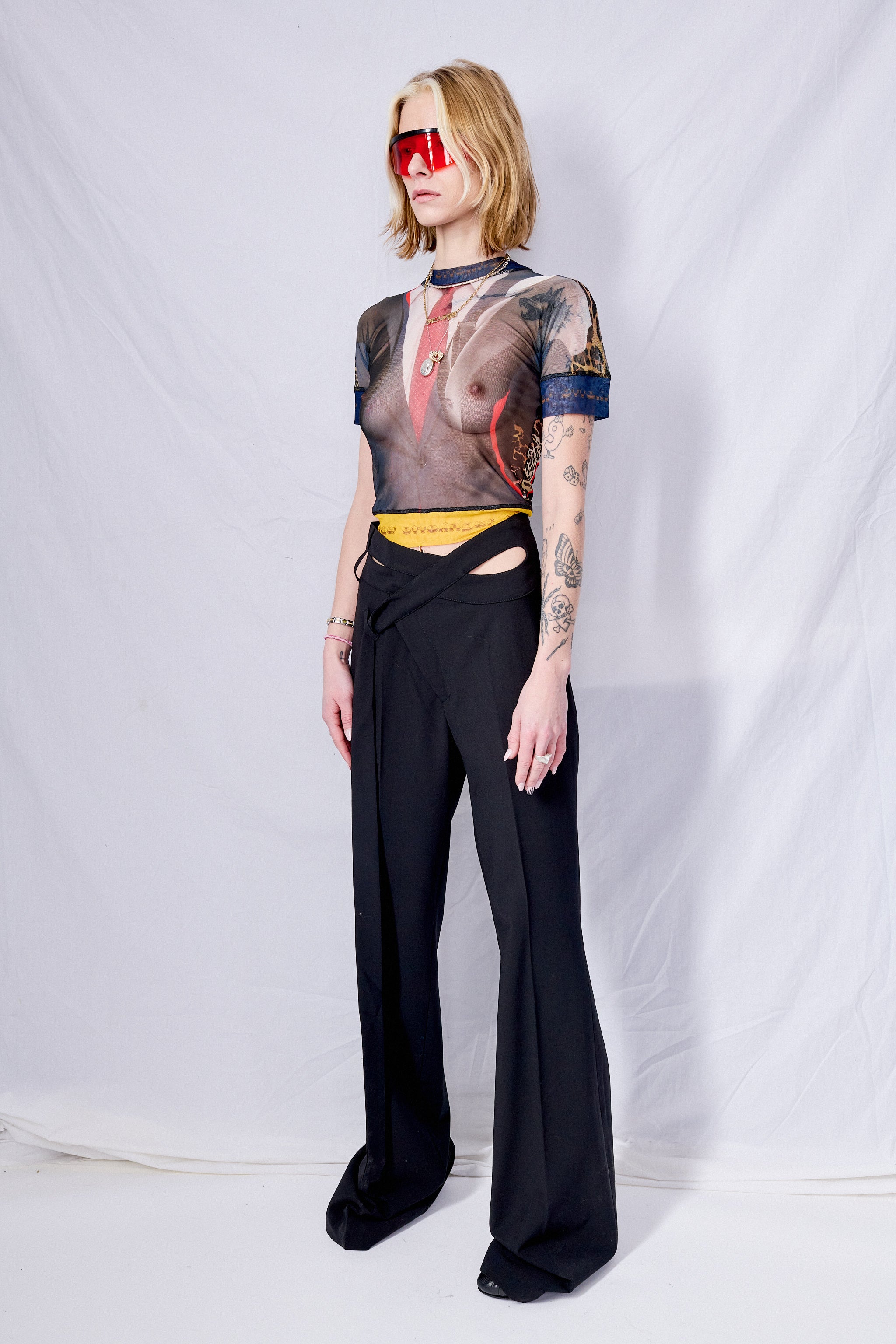Black Flared Wrap Suit Pants