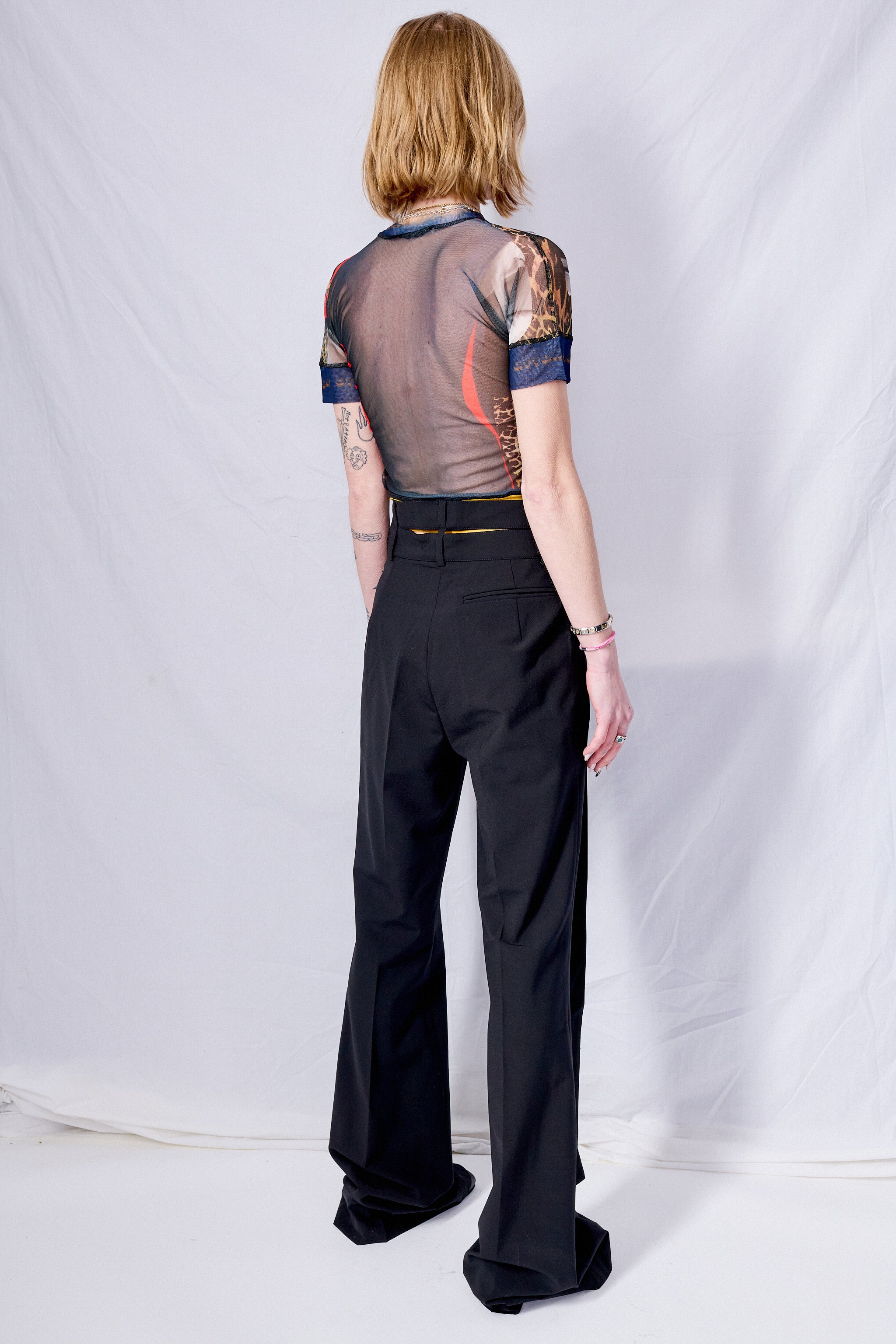 Black Flared Wrap Suit Pants