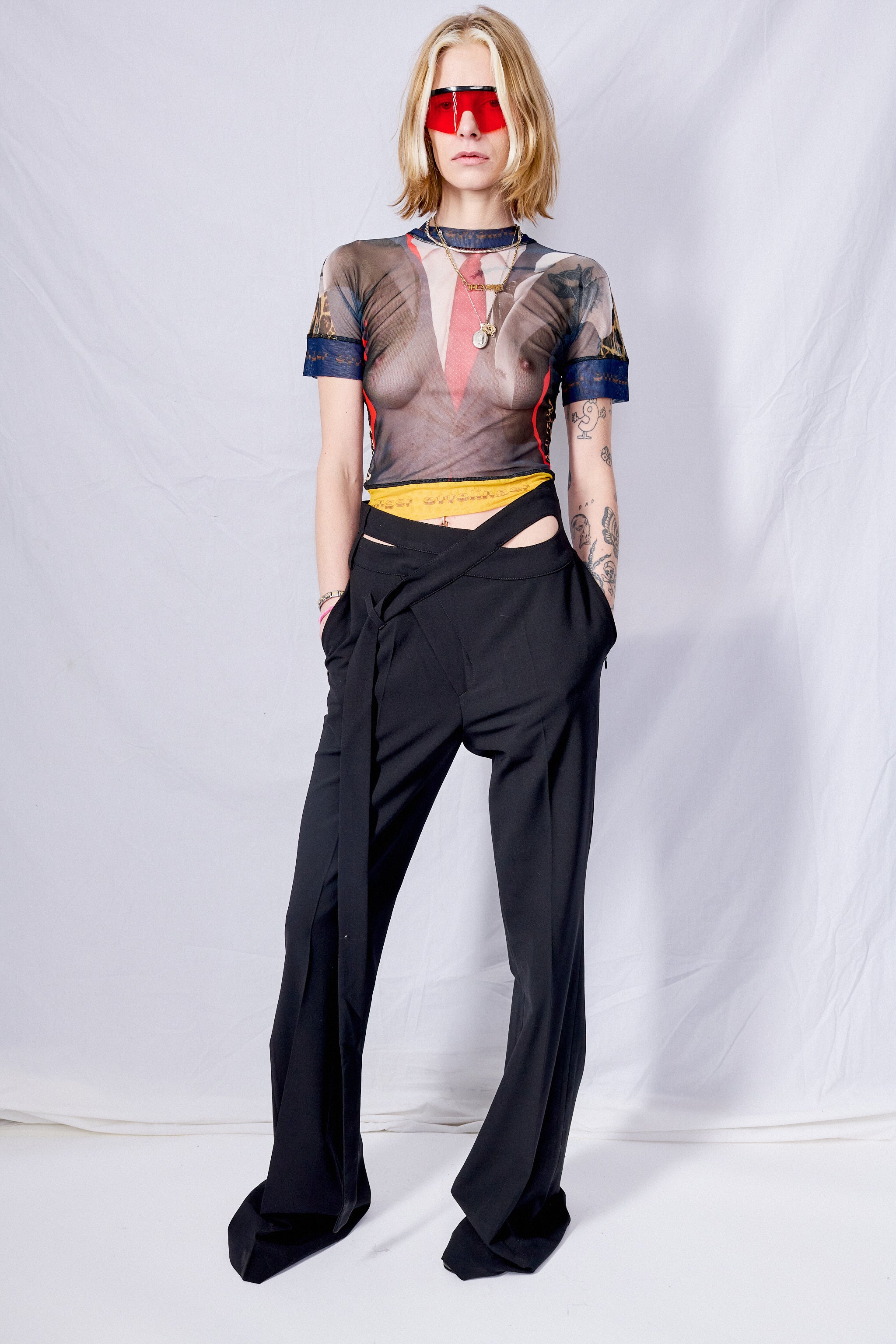 Black Flared Wrap Suit Pants