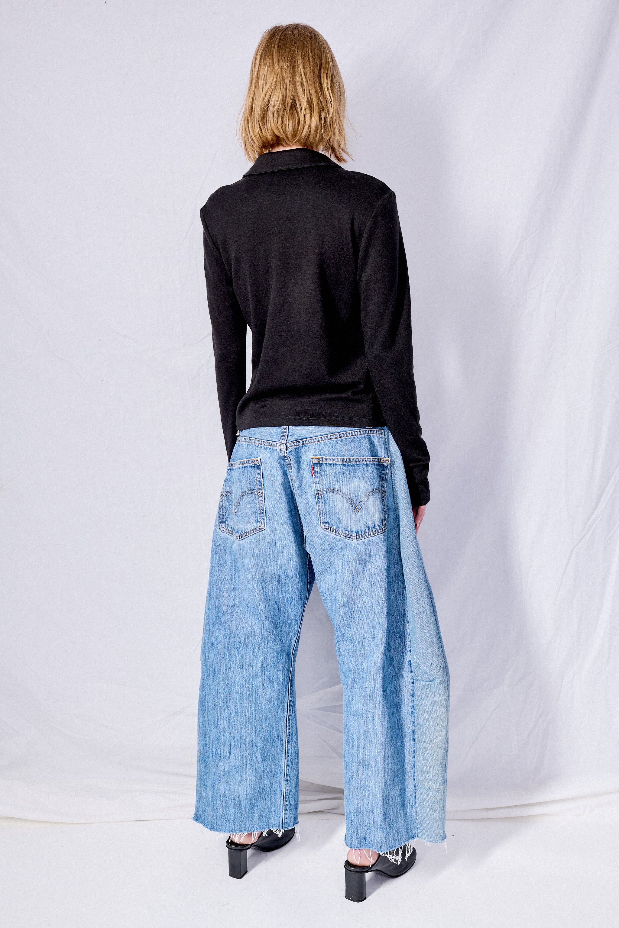 Black Ponte de Roma Laced Fitted Button Up