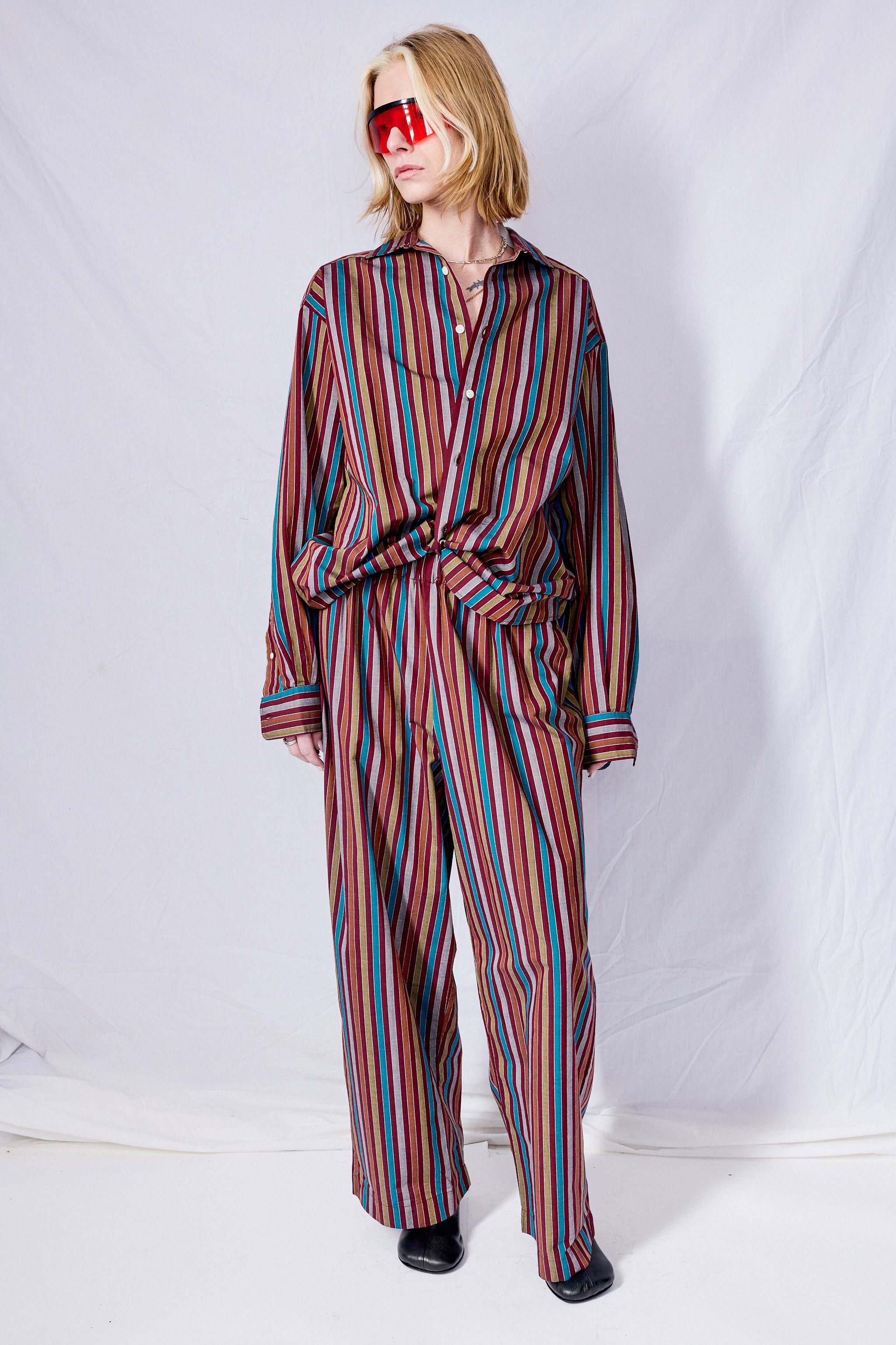 Maroon Multi Stripe Ole Pants