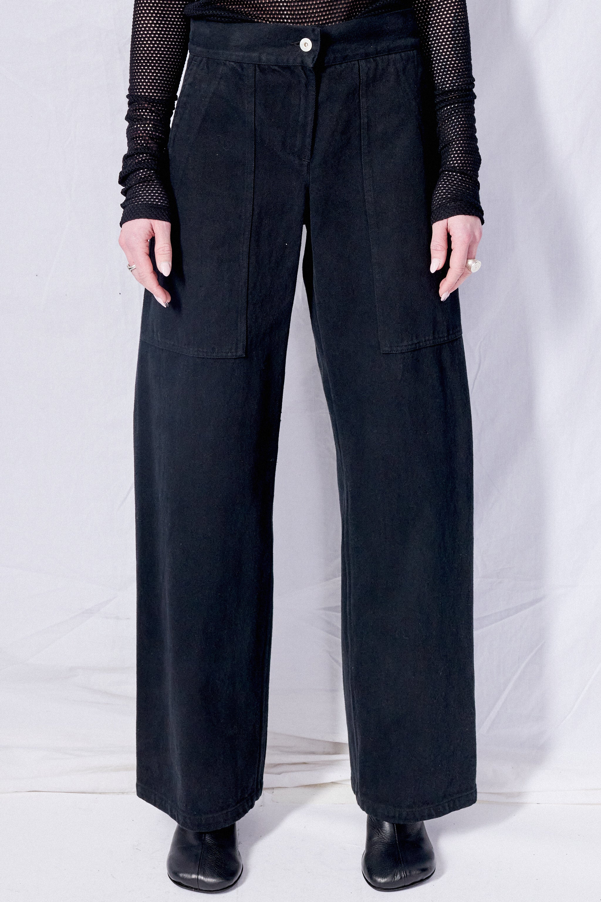 Black Denim Simple Pant