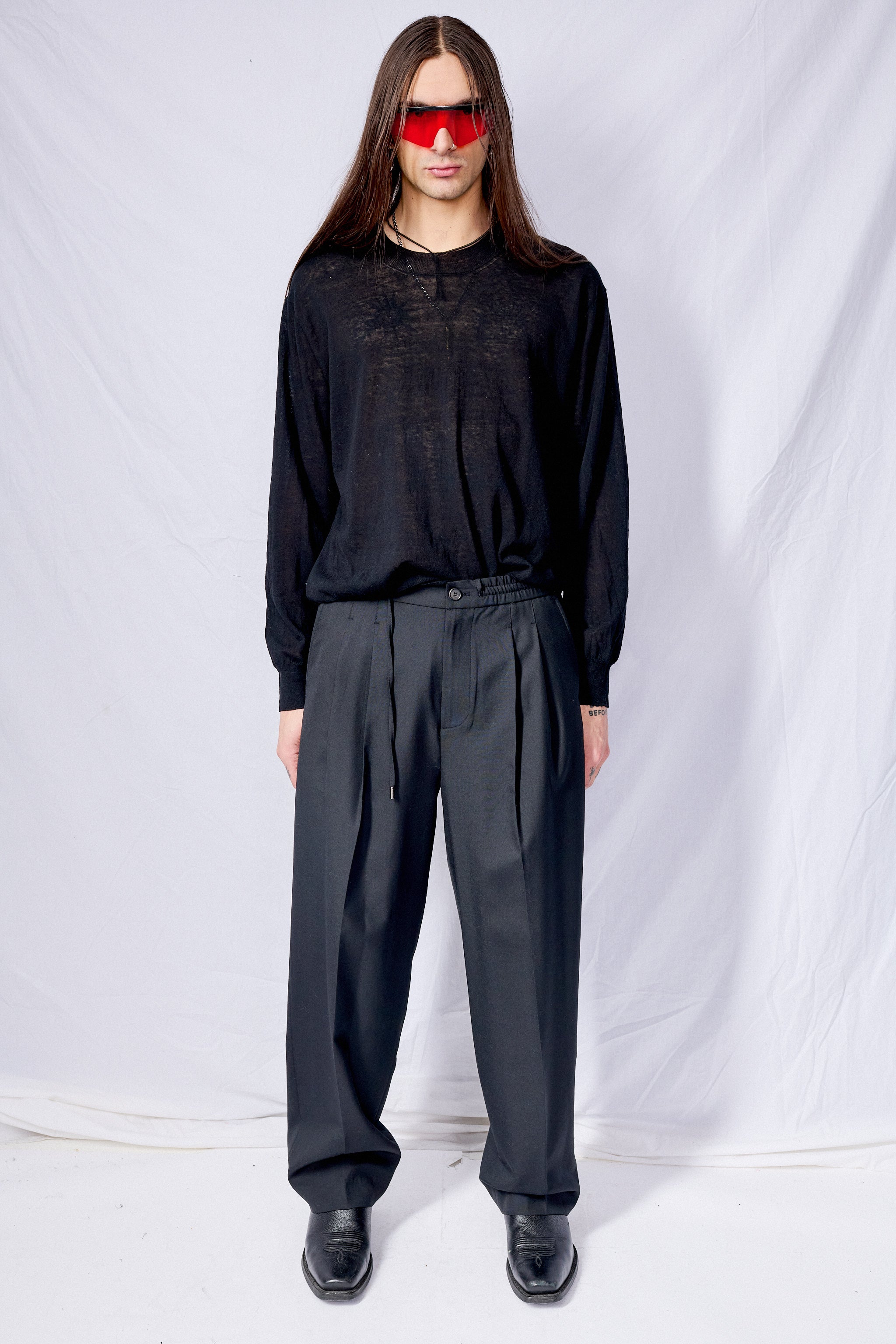 Black Paperly Crewneck Sweater
