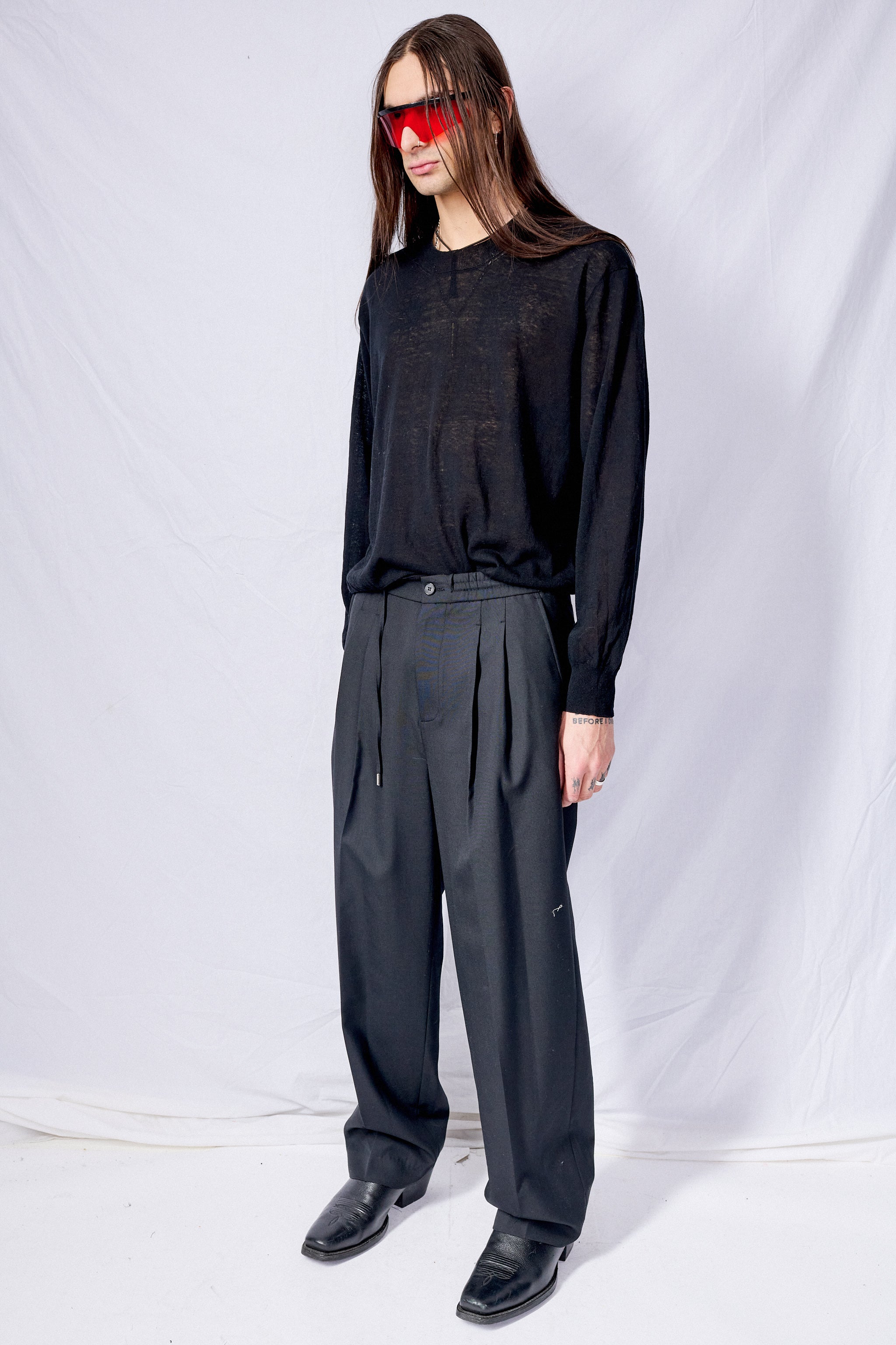 Black Paperly Crewneck Sweater