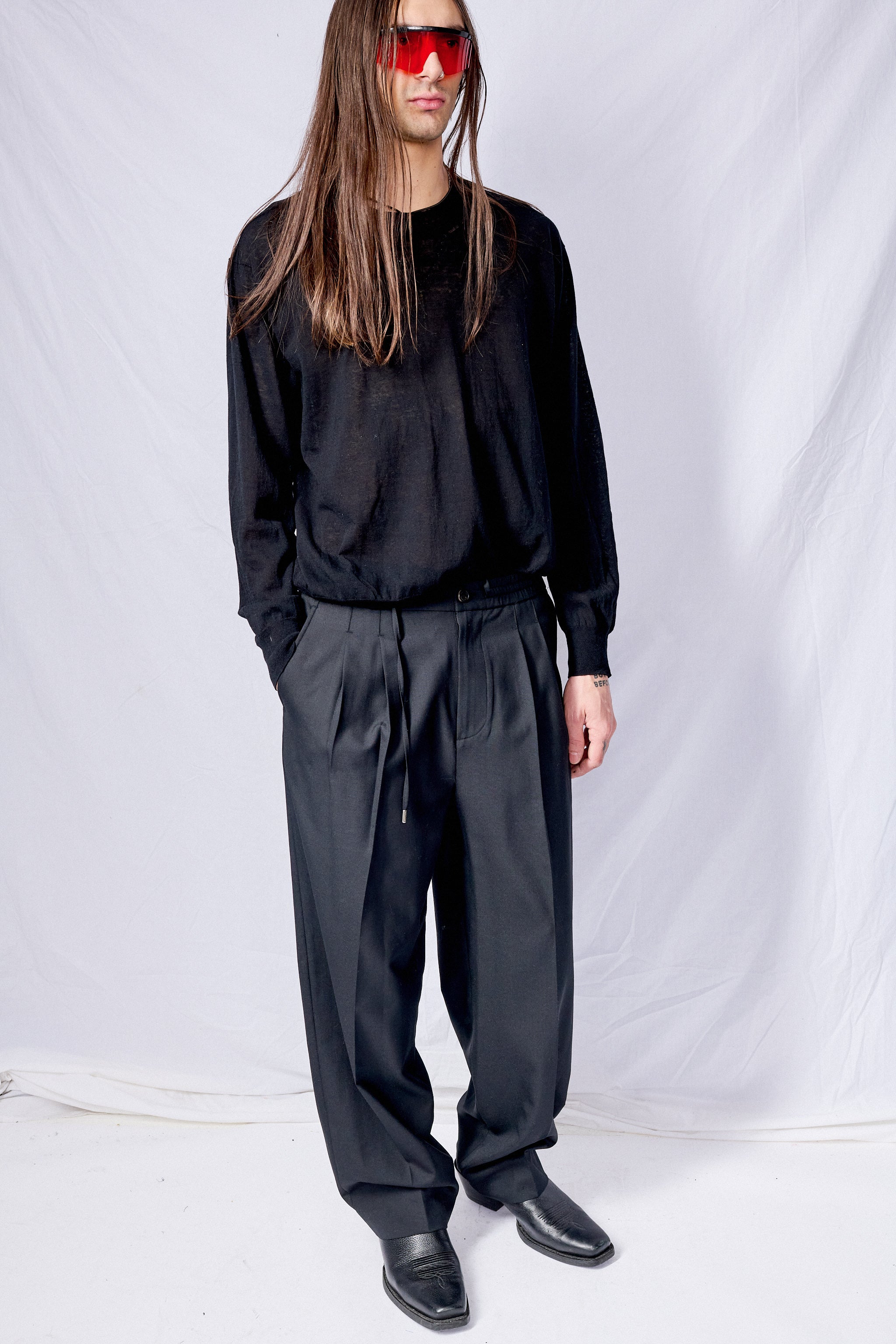 Black Paperly Crewneck Sweater