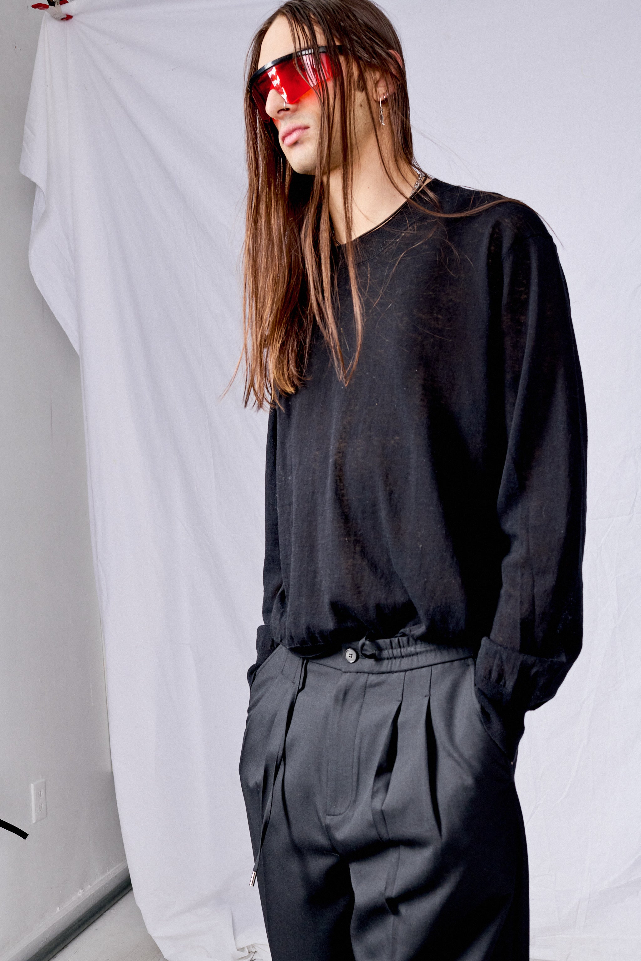 Black Paperly Crewneck Sweater