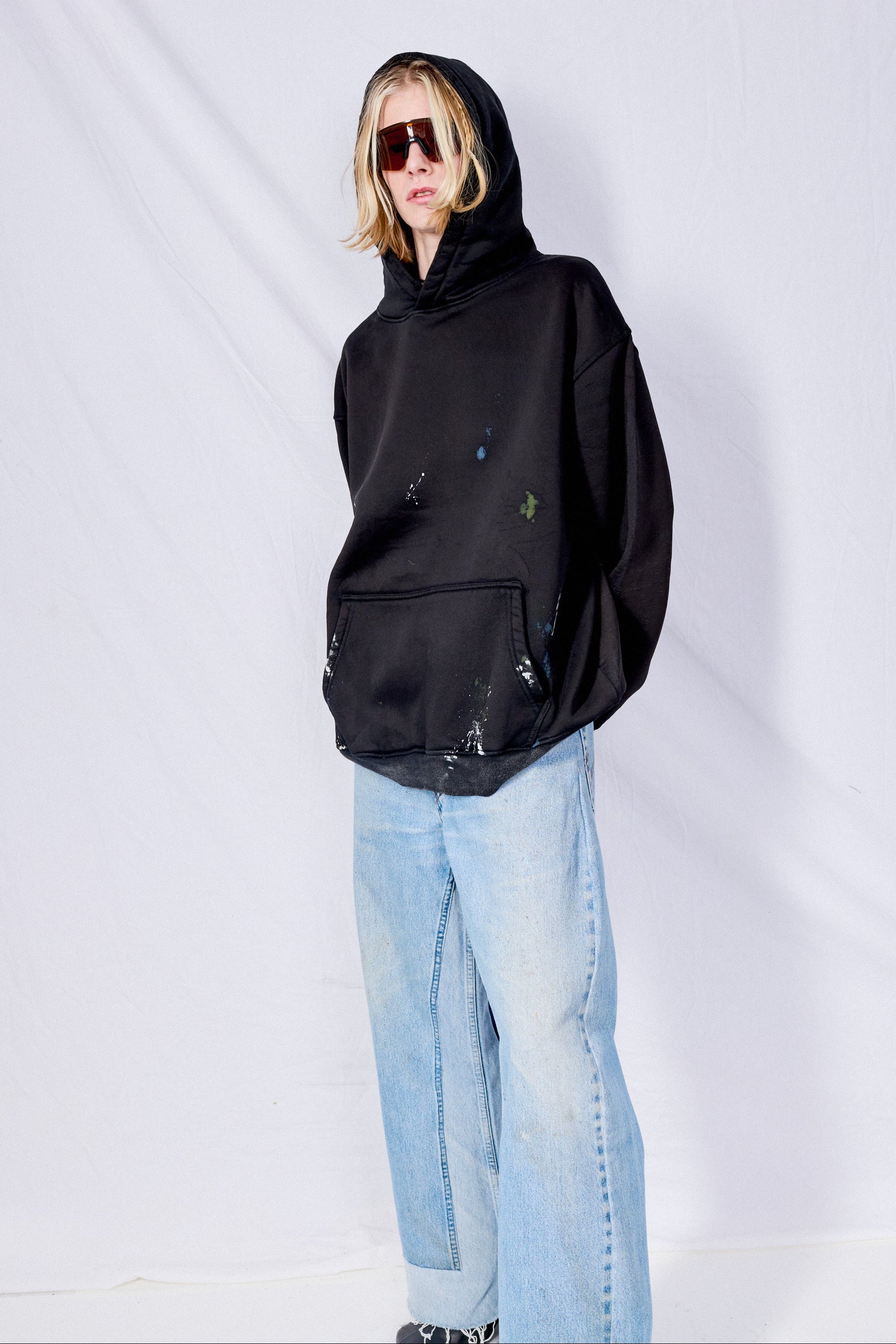 Black Painted Hoodie
