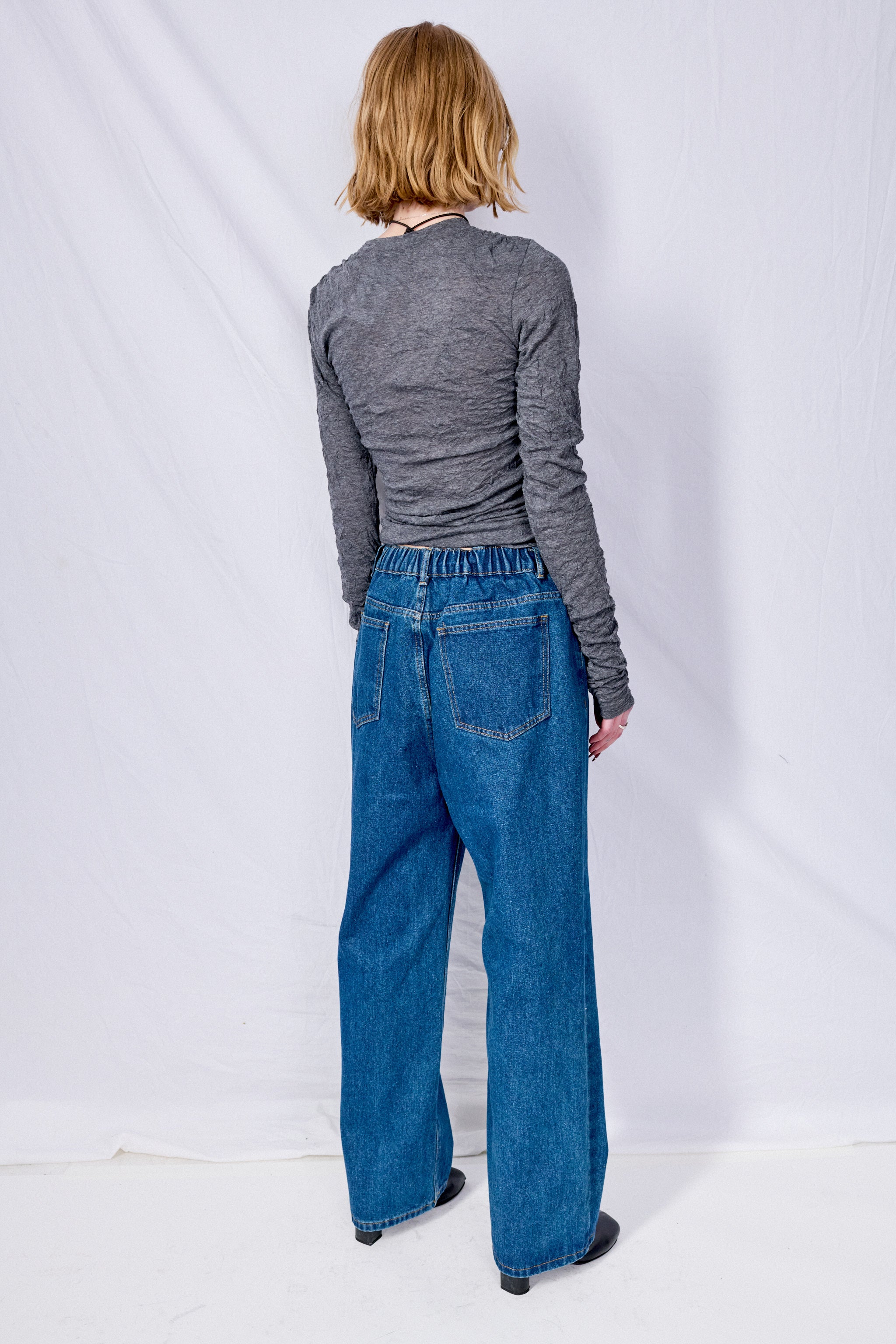 Anthracite Crinkle Gauze Strain Slim Longsleeve