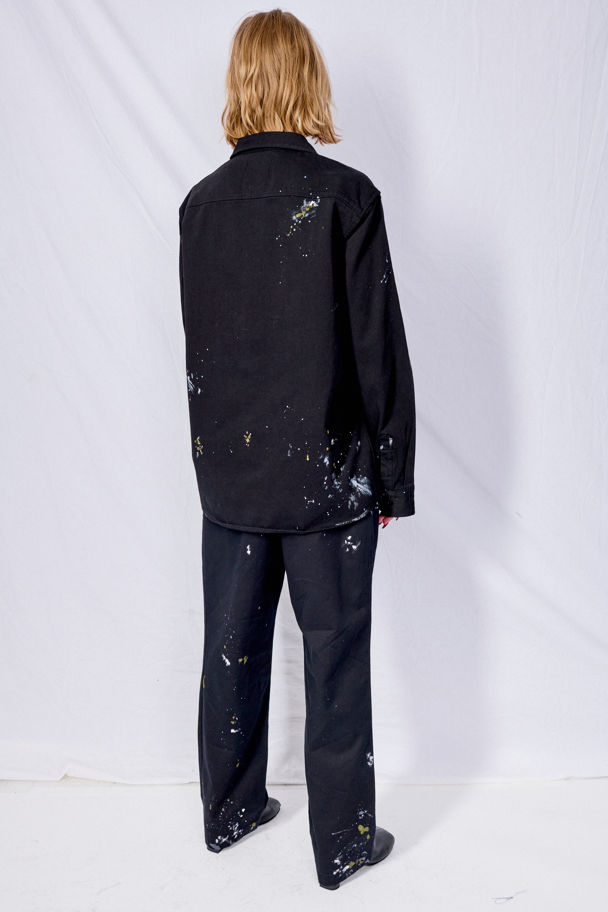 Black Painted Button Up